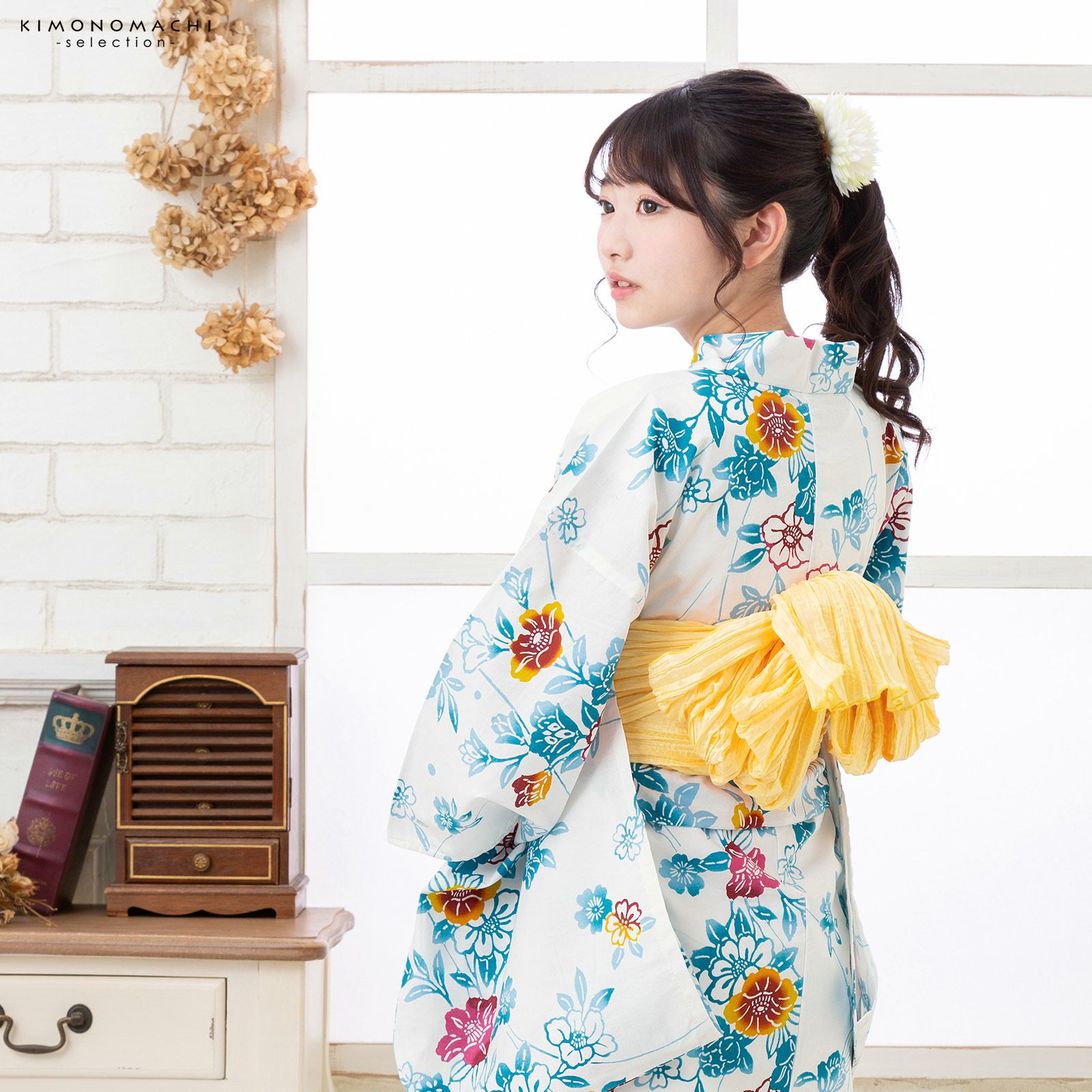 浴衣 子供 女の子 子供浴衣セット（浴衣＋帯） 浴衣2点セット「白地