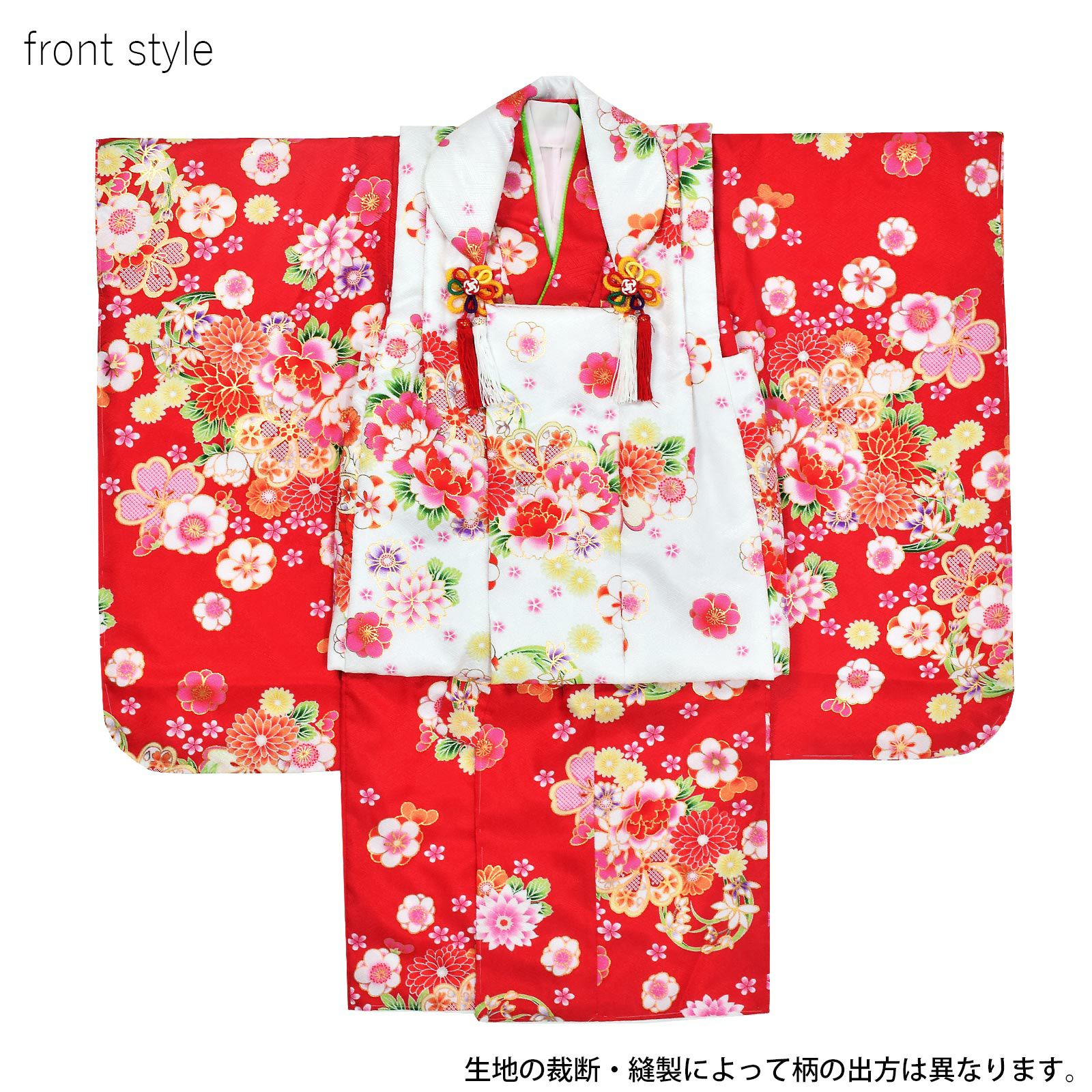 Prices down2】七五三 着物 3歳 女の子 被布セット 小雪「赤 花紋」三