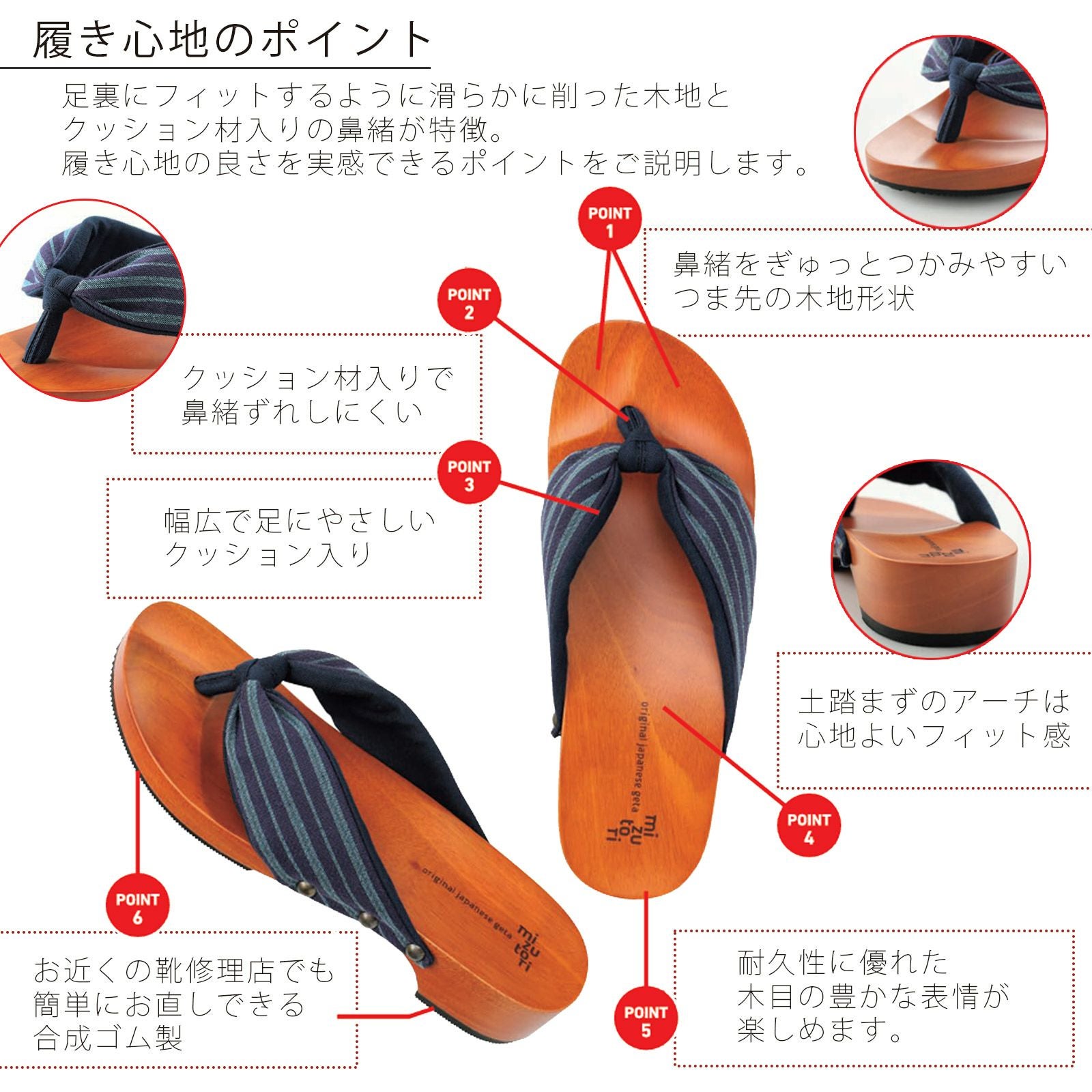 葵*様 mizutori 下駄 水鳥工業 麻ドット柄 Lサイズ mizutori 下駄 レディース「hitete 水彩ドット/紺・紺 KT-54」みずとり