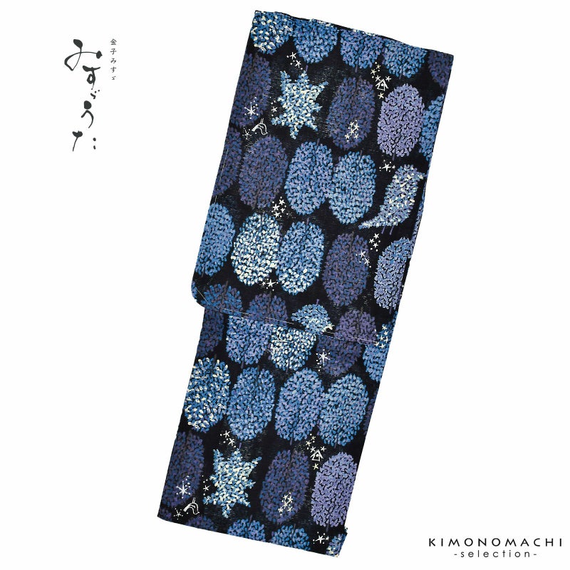 浴衣 レディース ブランド浴衣 単品 「みすゞうた 木　墨色 M2410」Fサイズ 大人 綿絽浴衣 女性浴衣単品 レディース浴衣単品 個性的 花火大会 夏祭り 女性浴衣 女性ゆかた 夏着物