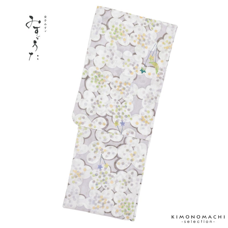 浴衣 レディース ブランド浴衣 単品 「みすゞうた 金平糖の夢　白鼠色 M2414」Fサイズ 大人 綿絽浴衣 女性浴衣単品 レディース浴衣単品 個性的 花火大会 夏祭り 女性浴衣 女性ゆかた 夏着物