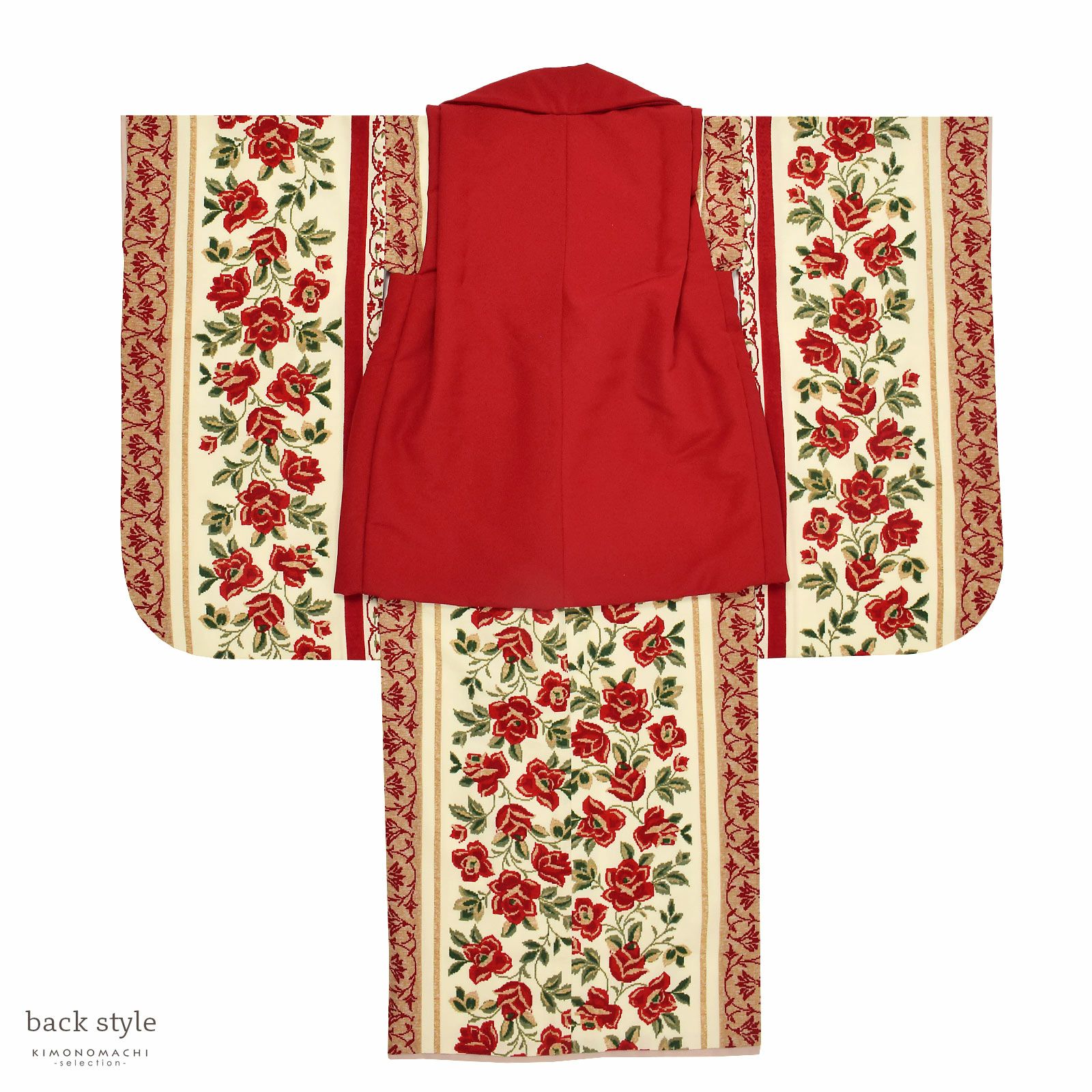 七五三 着物 3歳 女の子 ブランド被布セット 和風館「赤紅色 ステッチ