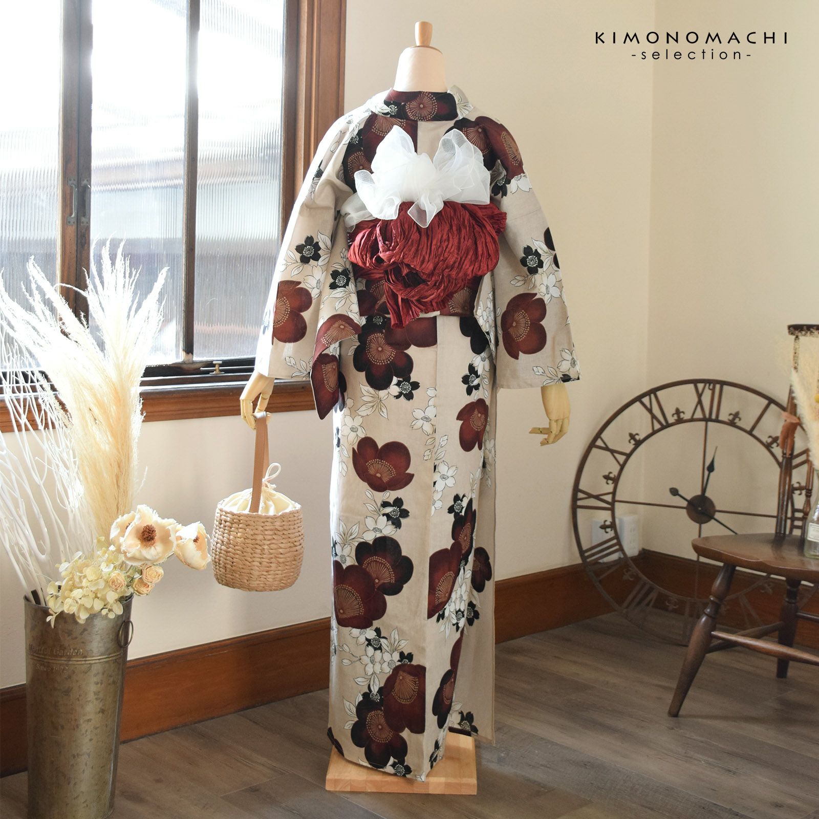 浴衣 レディース 女性浴衣単品 九重×中村里砂「素色 抱え咲き梅」F