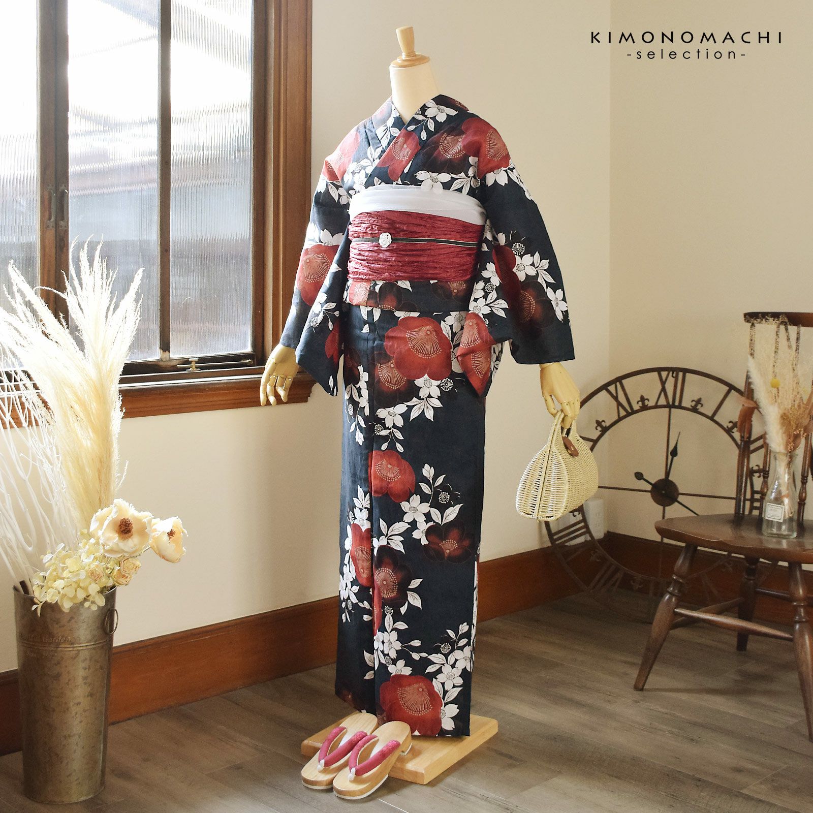 浴衣 レディース 女性浴衣単品 九重×中村里砂「濡羽色 抱え咲き梅」F