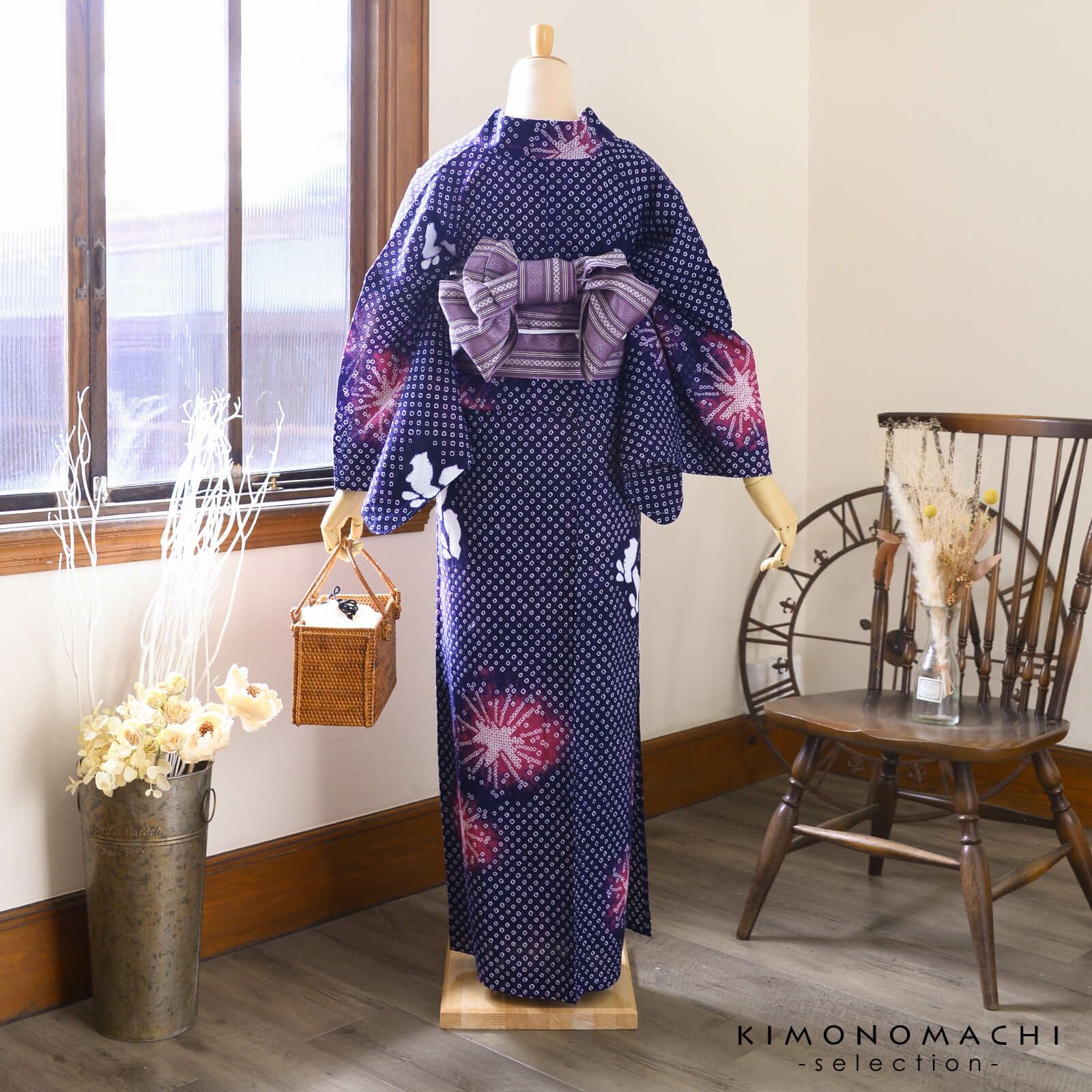 d-03 絞り　浴衣　綿紅梅　紫系　良品　トールサイズ　裄71 000000028425-05.jpg?size=l&w=