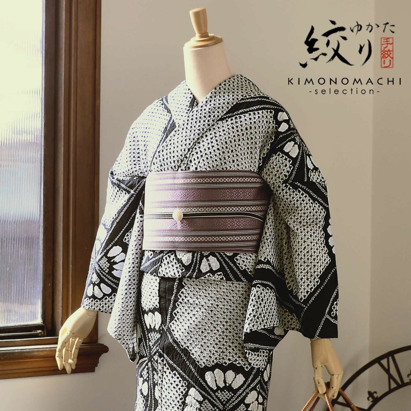 お仕立て上がり絞り浴衣単品「チャーミング花火　黒」有松絞り 女性浴衣単品 レディース浴衣単品 綿 お仕立て上がり浴衣 yukata