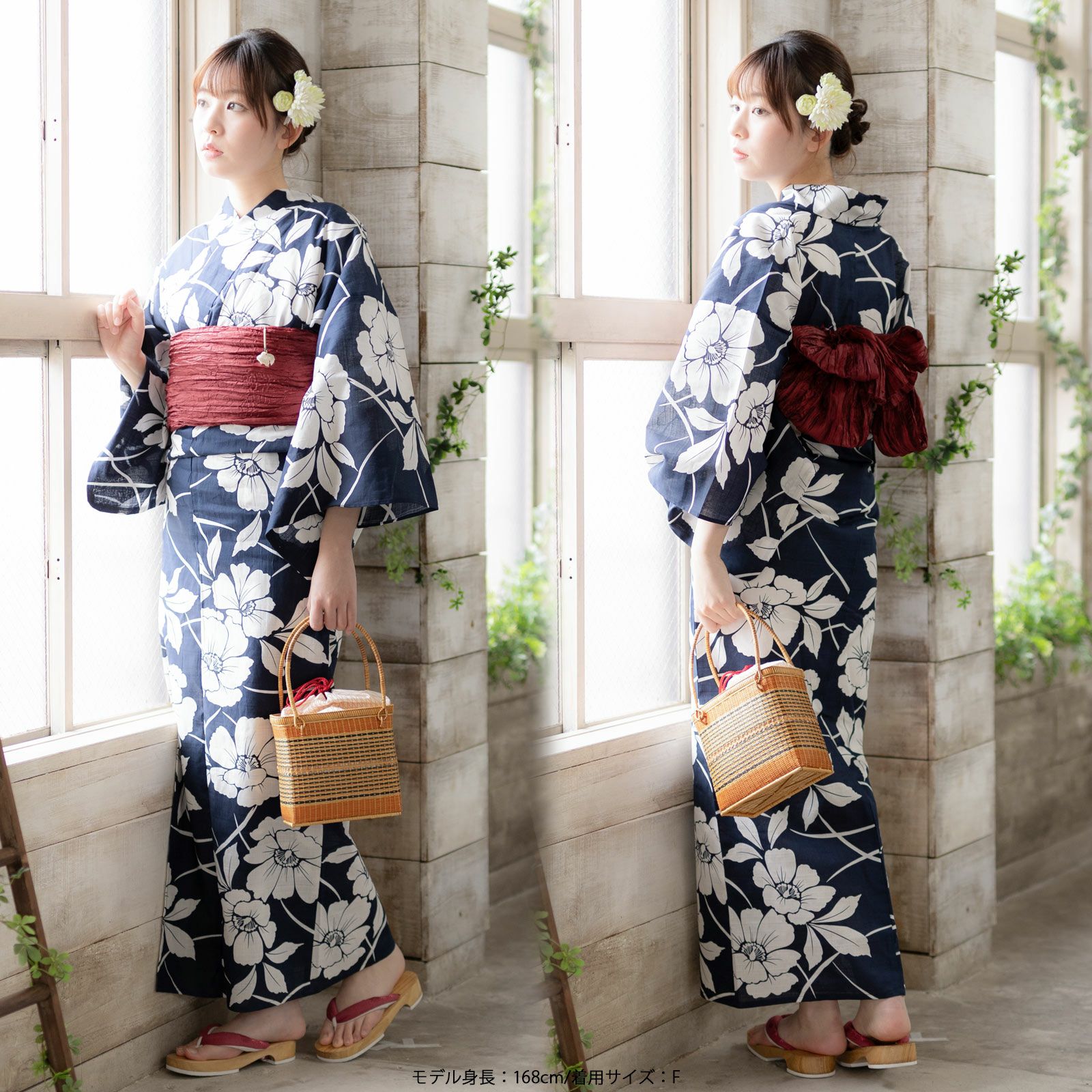 浴衣 セット レディース 浴衣としわ兵児帯の2点セット「スイートリリー