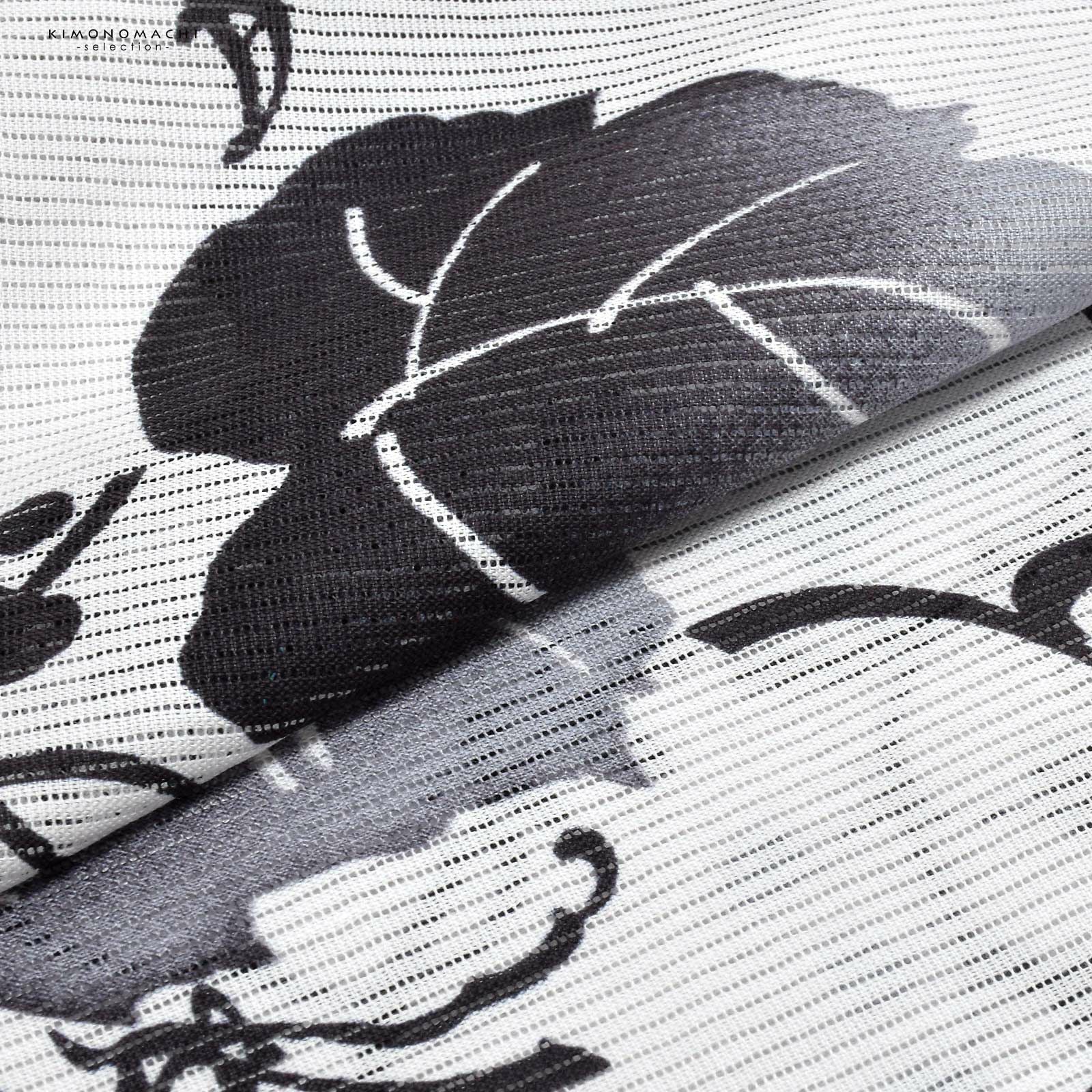 浴衣 レディース 単品 お仕立て上がり浴衣 綿絽浴衣「ぶどう 墨黒