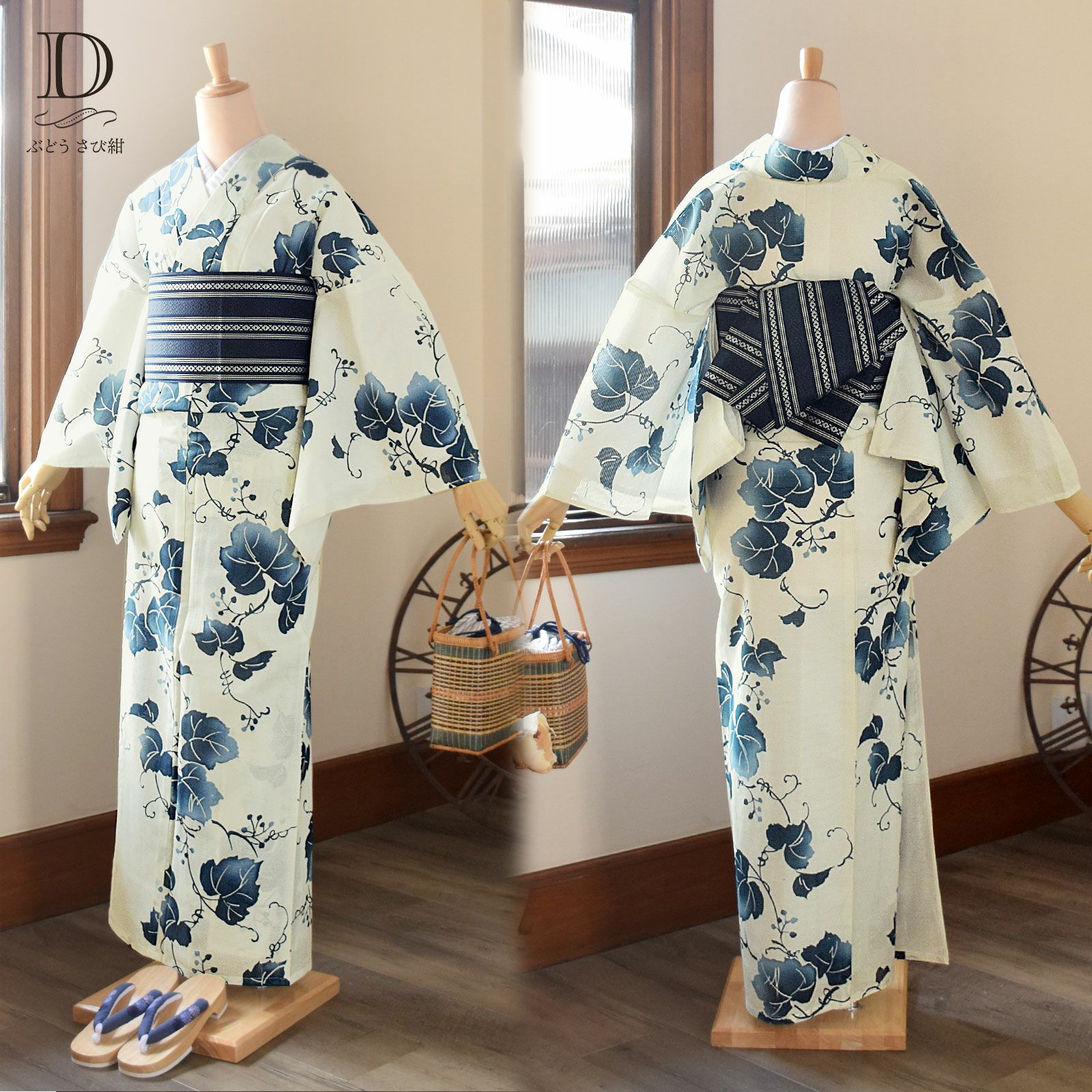 浴衣 レディース 単品 お仕立て上がり浴衣 綿絽浴衣「えんむすび：流れ