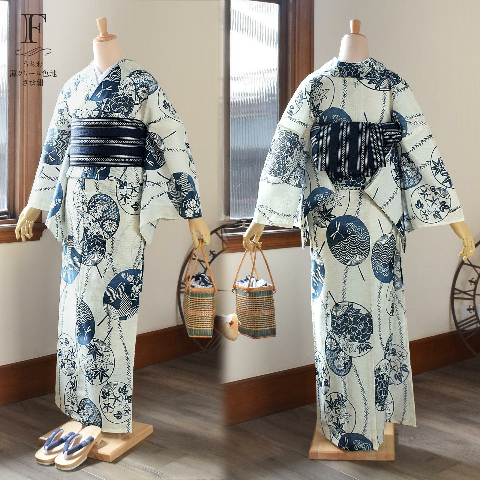 浴衣 レディース 単品 お仕立て上がり浴衣 綿絽浴衣「えんむすび：流れ