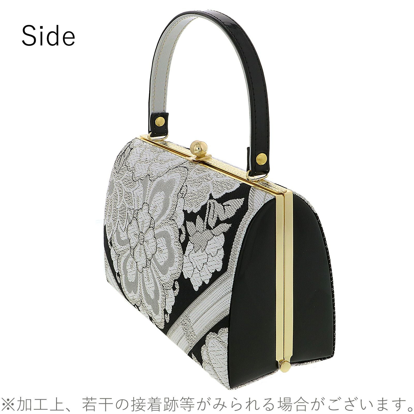 振袖 草履バッグセット「黒 黒×白、蜀江に花」Fサイズ 日本製 振袖草履