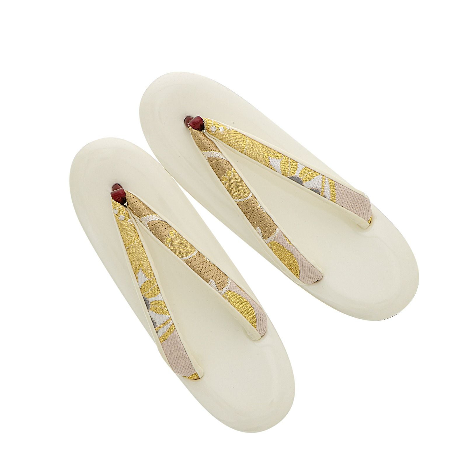 振袖 草履バッグセット「白 ピンクベージュ、八重桜に梅菊」LLサイズ