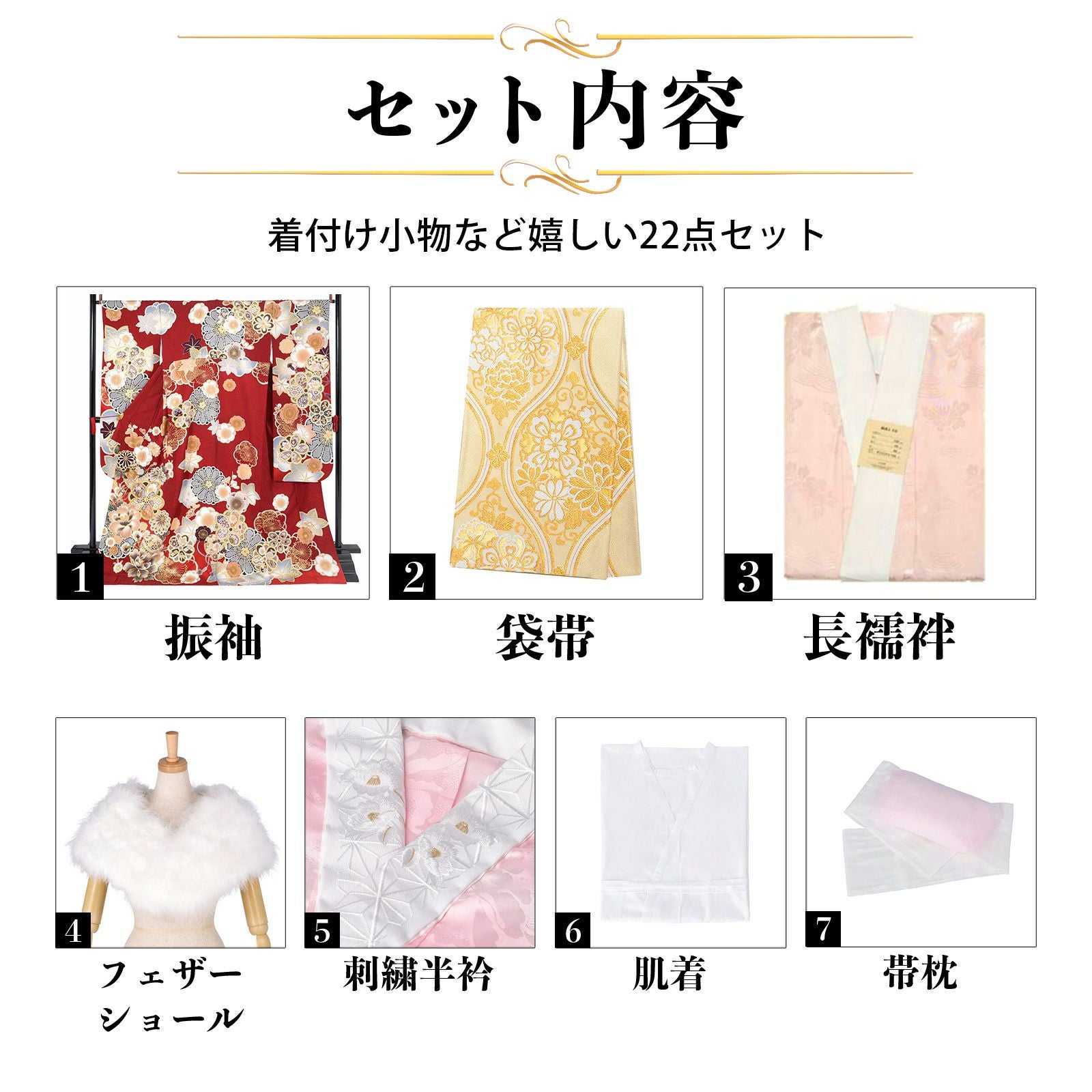 未仕立て 振袖 22点セット「赤 牡丹梅」仮絵羽 振り袖 正絹 着物