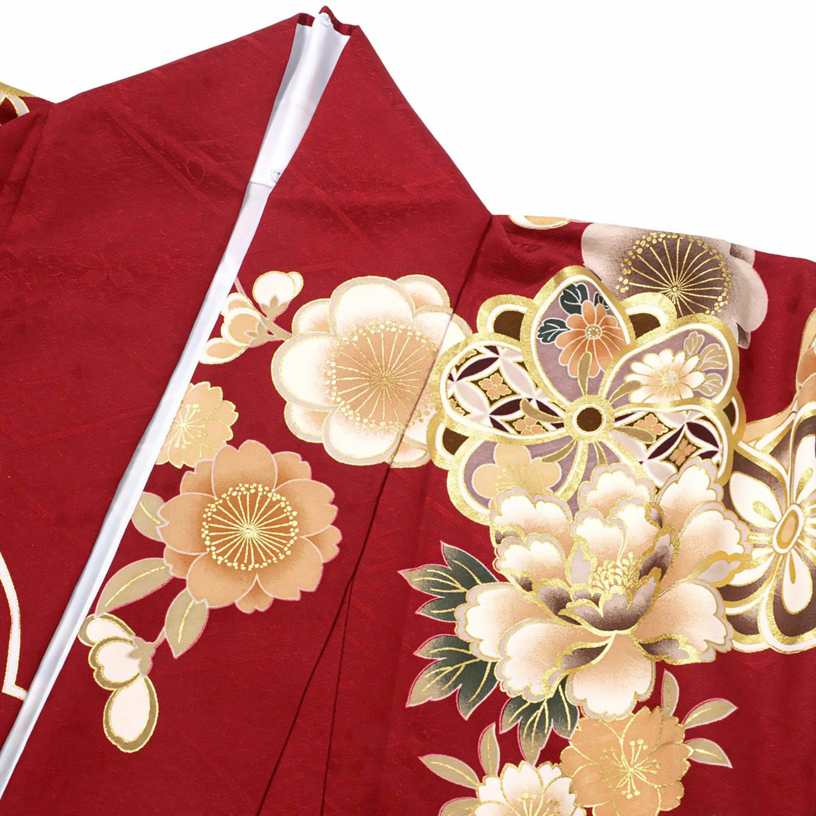 卒業式応援Point10倍 3/5迄)未仕立て 振袖 22点セット「赤 牡丹梅」仮