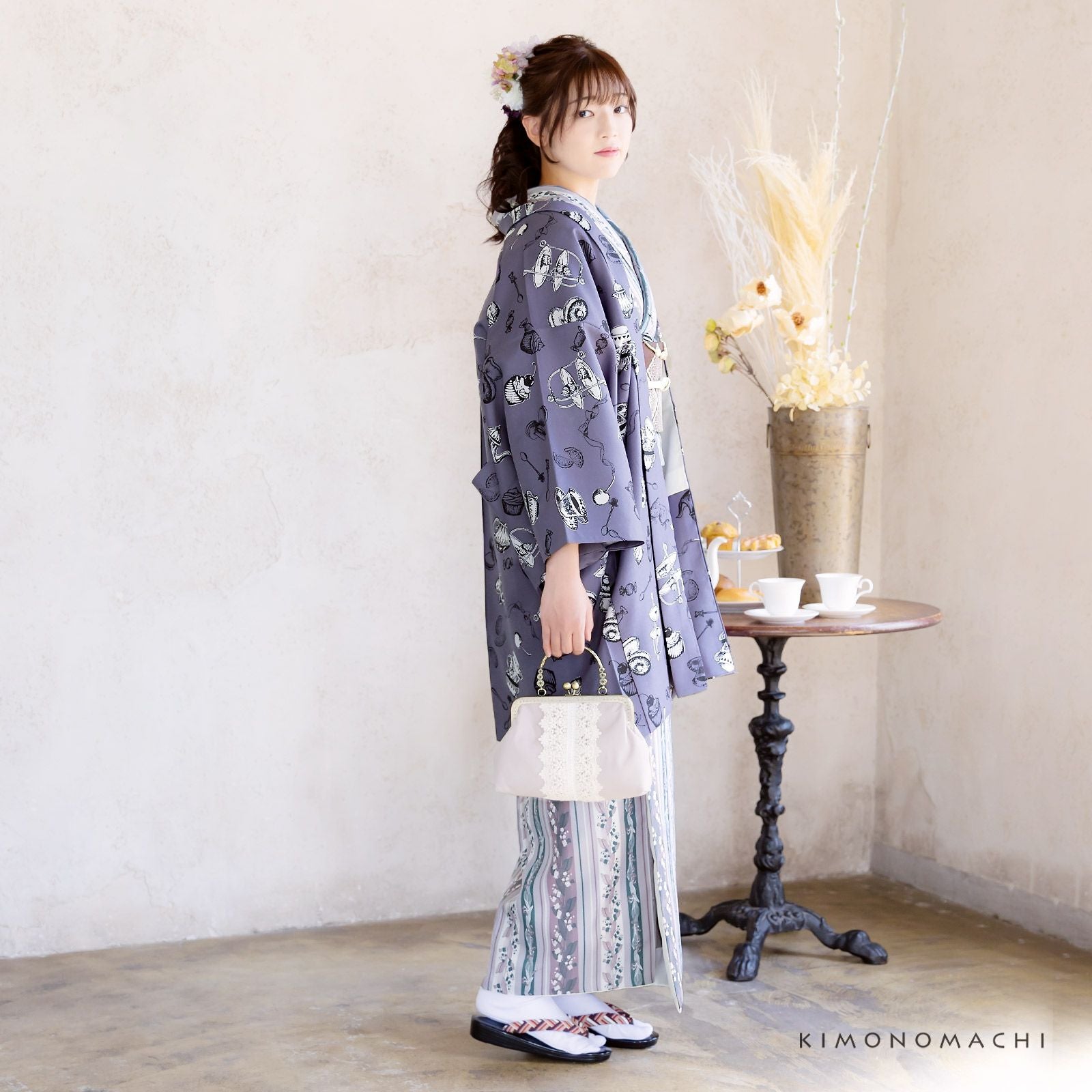 羽織 単品 KIMONOMACHI オリジナル「アフタヌーンティー ウィスタリア