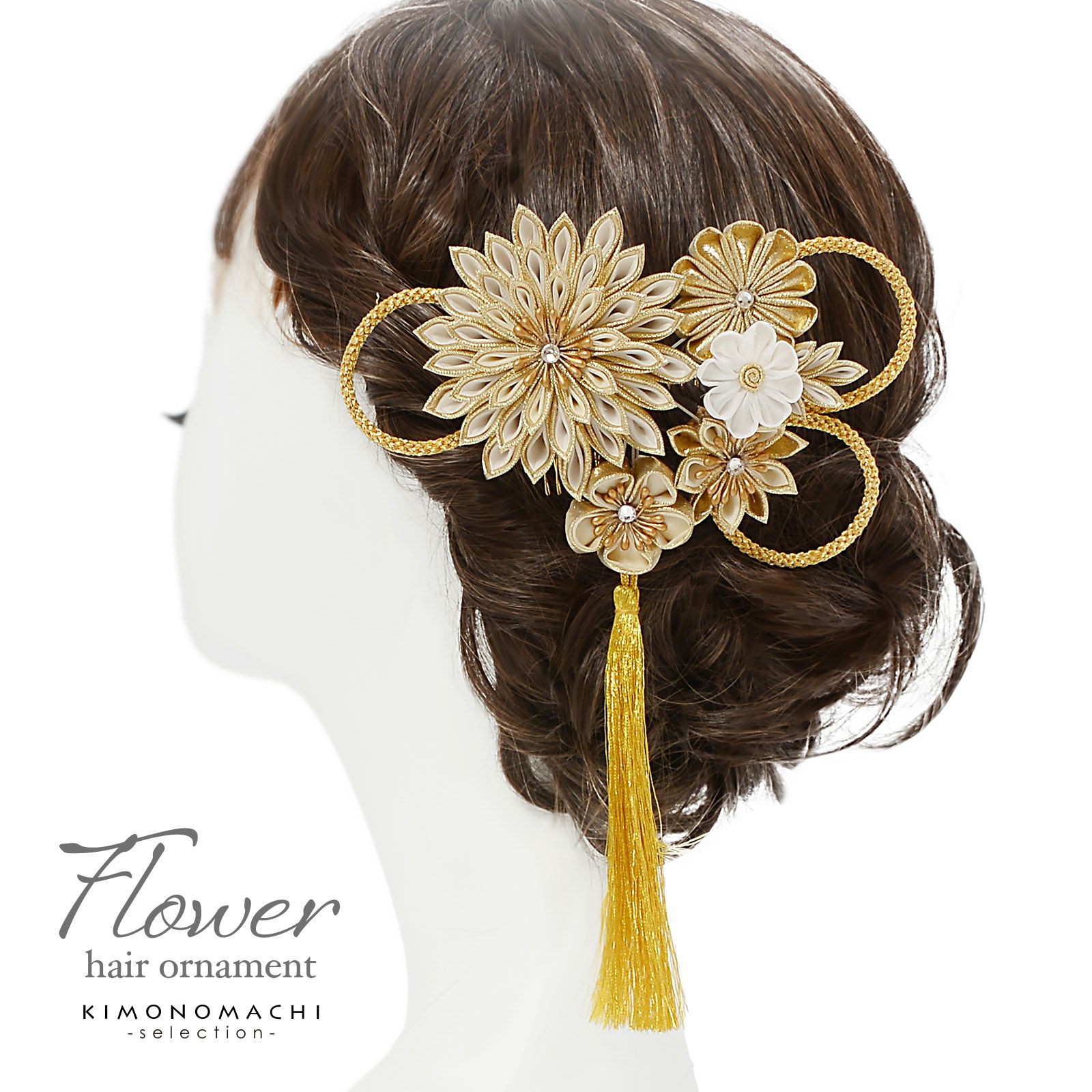 卒業式応援75％SALE 3/5迄)成人式 髪飾り つまみ髪飾りコーム 単品