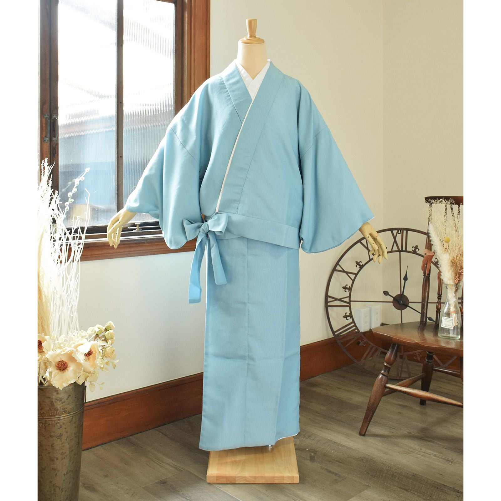 二部式着物　セパレート着物　色無地　袷　藍鼠　　羽織り　スカート　2点セット KYOETSU（京越） (二部式 色無地 袷) 洗える着物 袷 二部式着物