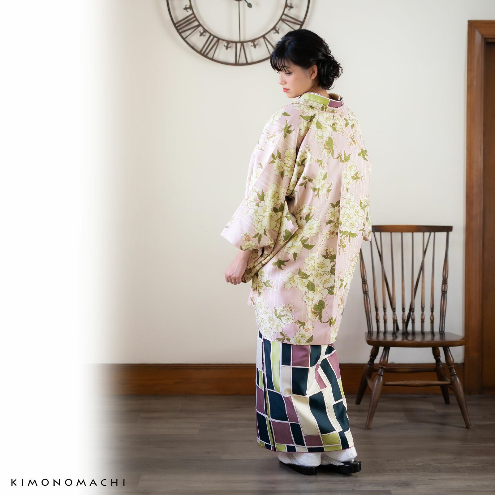羽織 単品 KIMONOMACHI オリジナル 「桜 ピンク」ポリエステル 洗える