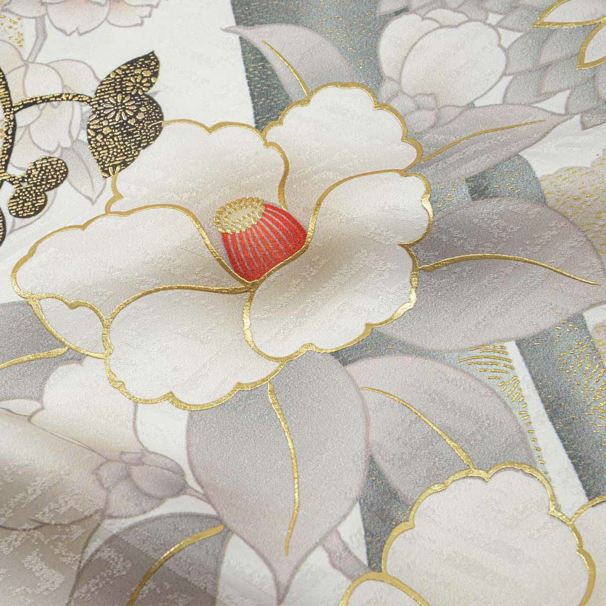 未仕立て 振袖 22点セット「さくら 白 菊に蔦 那須ほほみ・ｻｸﾗ」仮絵羽
