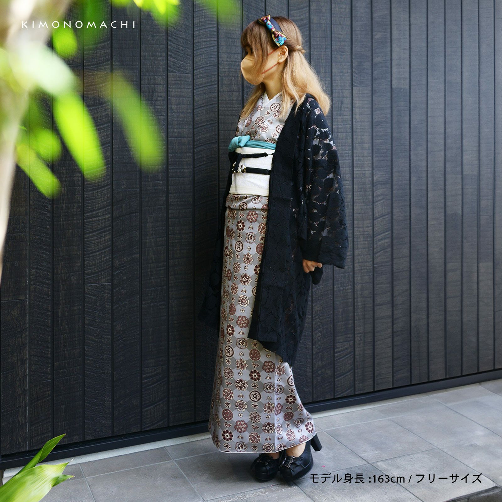 和装 羽織り 夏 刺繍レース ブラック  呂 リメイク可 羽織 単品 レース羽織「ブラック」KIMONOMACHIオリジナル お仕立て