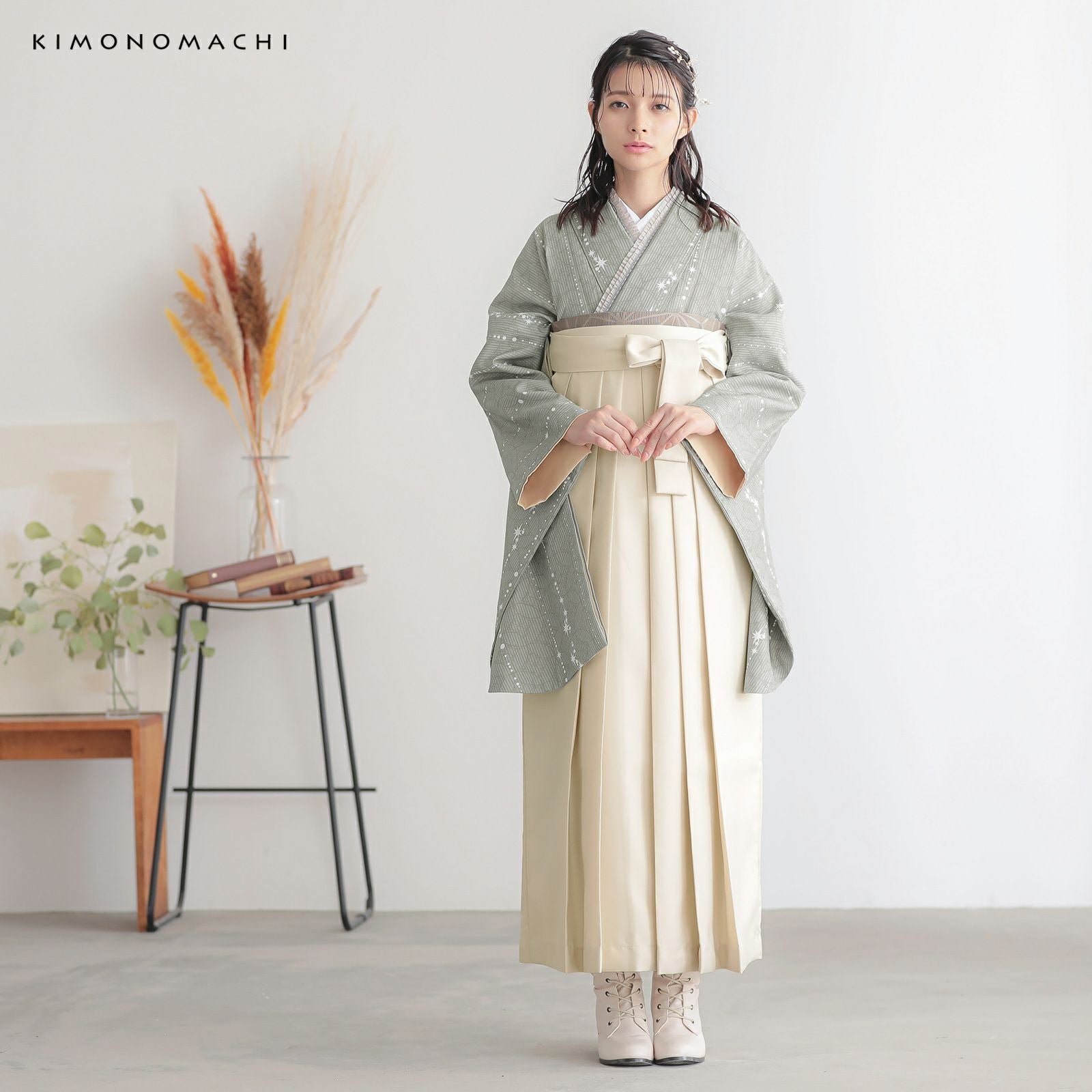 卒業式応援75％SALE 3/5迄)袴 セット 卒業式 女性 4点セット「二尺袖