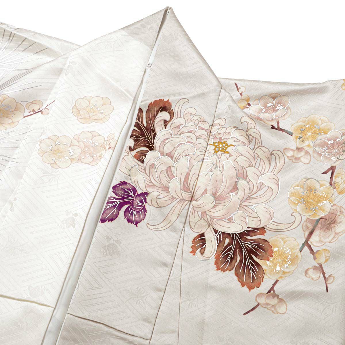 卒業式応援Point10倍 3/5迄)未仕立て 振袖 22点セット「白 菊に松竹梅