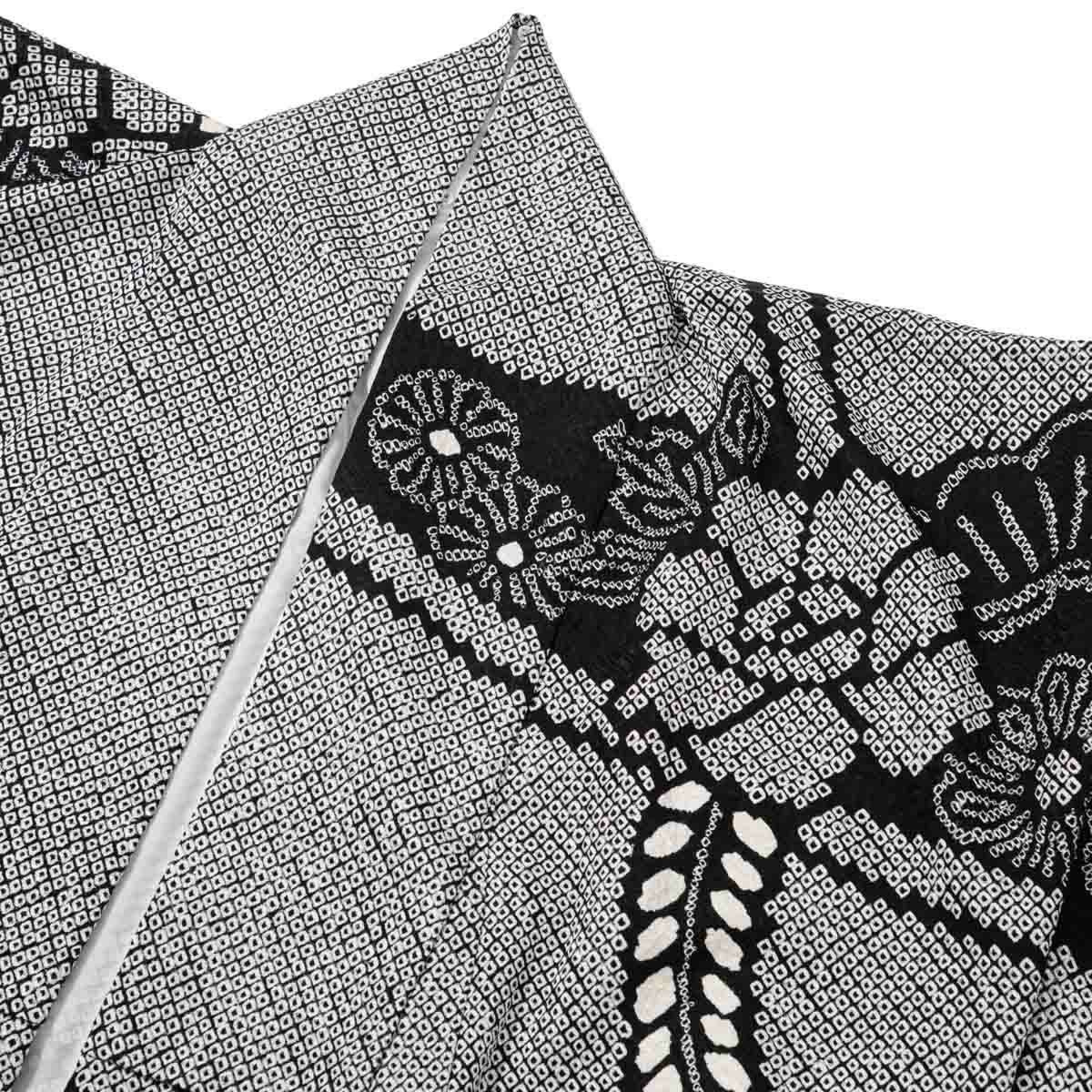 未仕立て 振袖 22点セット「総絞り 黒 牡丹に藤」仮絵羽 振り袖 正絹