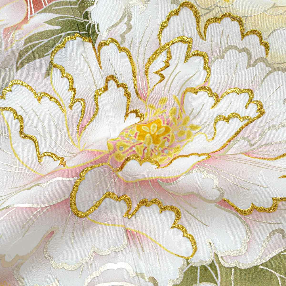 未仕立て 振袖 22点セット「薄ピンク 菊に牡丹」仮絵羽 振り袖 正絹