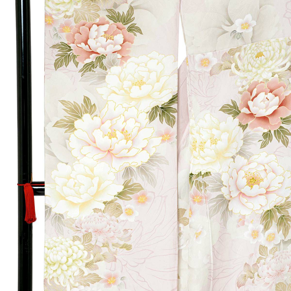 振袖 正絹 着物 単品 仕立て上がり 牡丹 菊 刺繍 クリーム NO36678 振袖 正絹 着物 単品 仕立て上がり 牡丹 菊 刺繍 クリーム NO36678