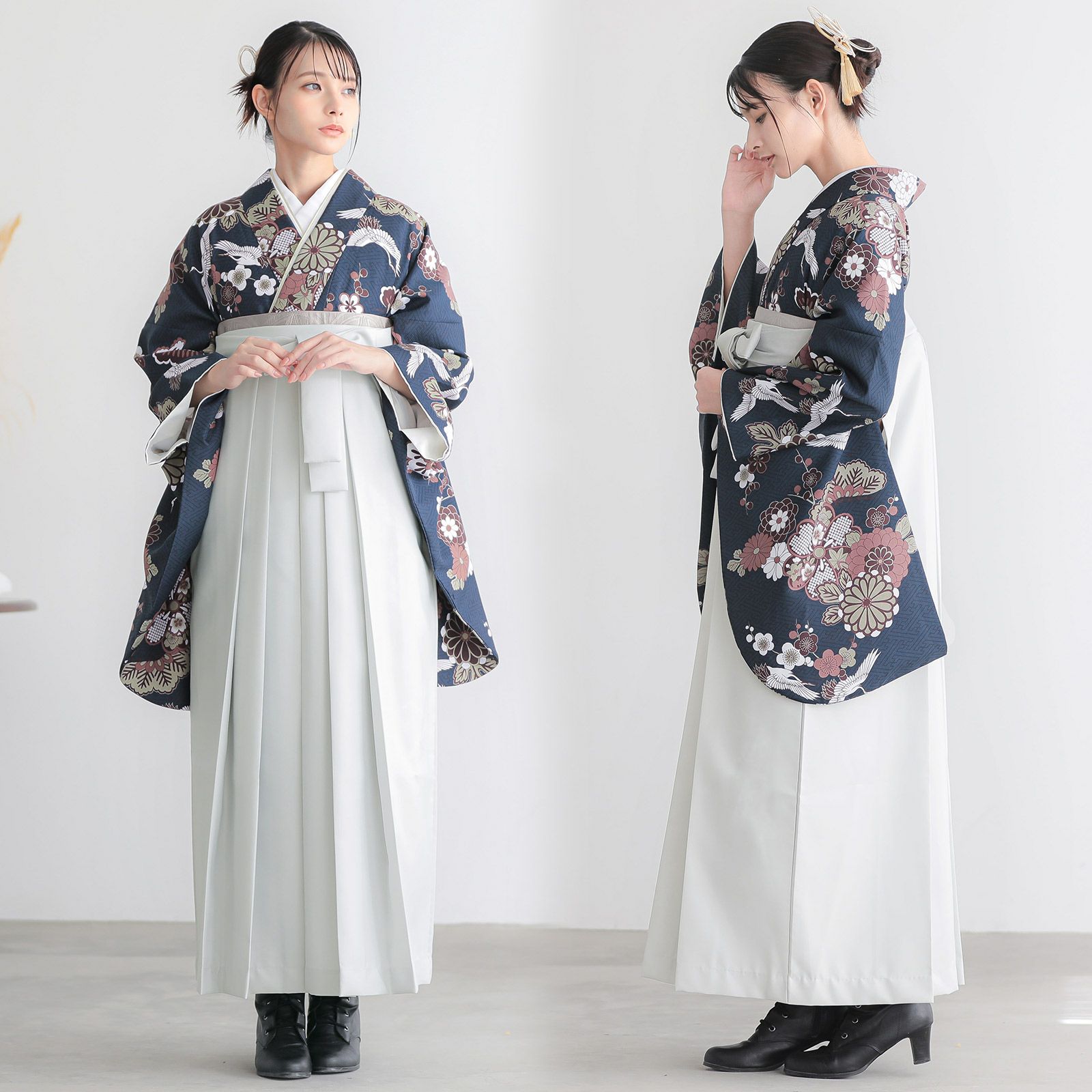 袴 セット 卒業式 女性 4点セット「二尺袖+刺繍袴+袴下帯+襦袢」卒業式