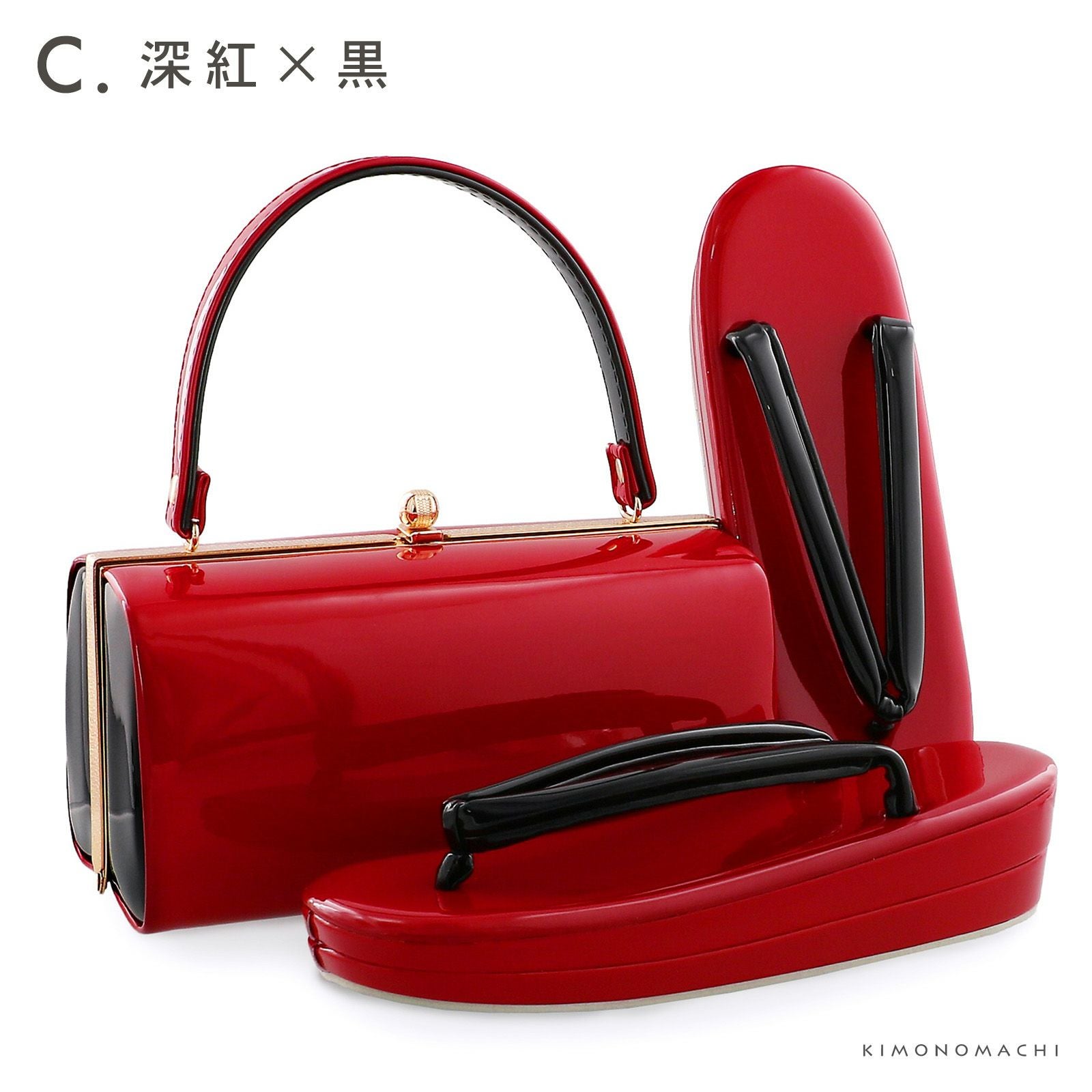 振袖 草履 バッグ 成人式「深藍×銀・黒×金・深紅×黒」Fサイズ