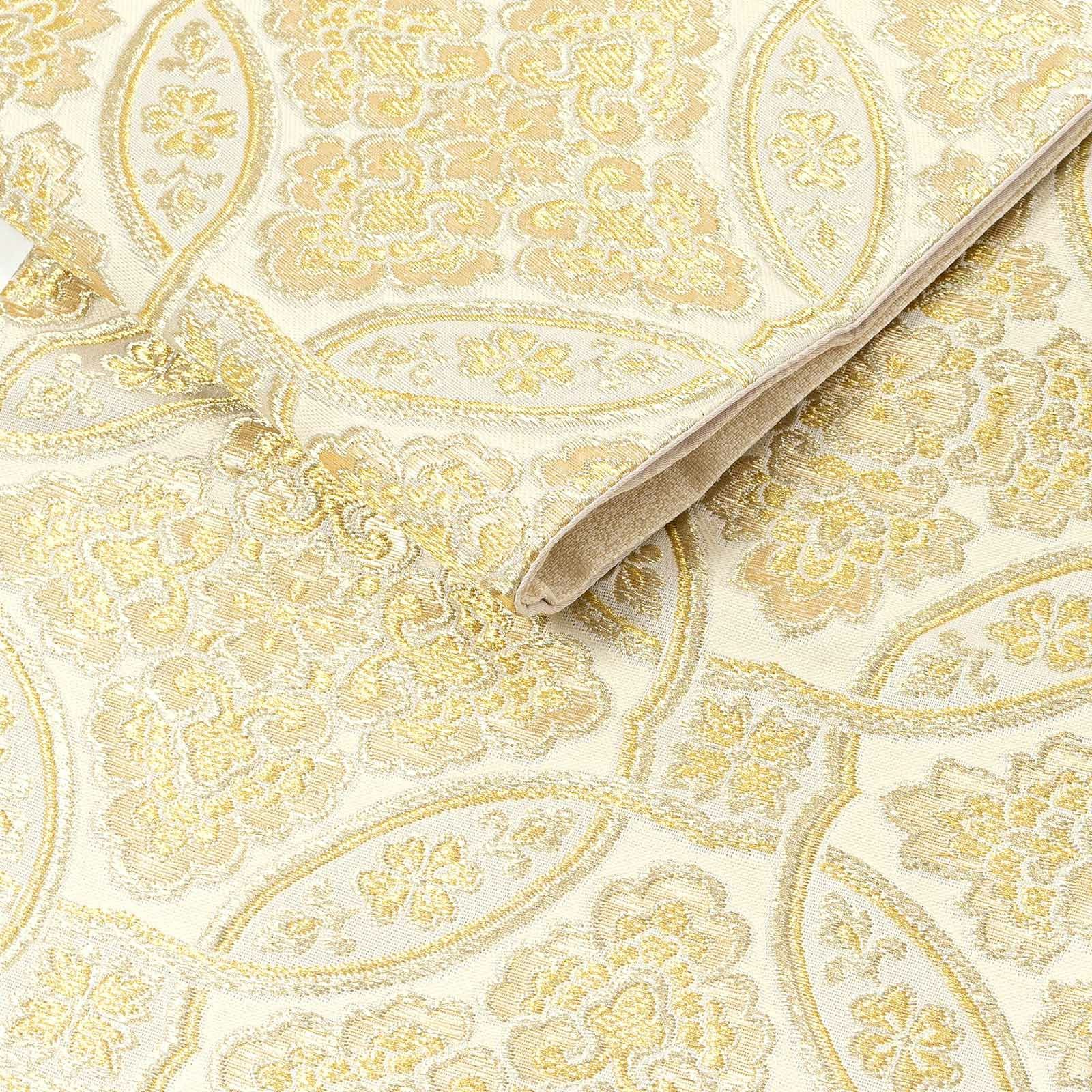 振袖 袋帯 単品「生成り色×金 輪違に唐花」六通柄 日本製 お仕立て