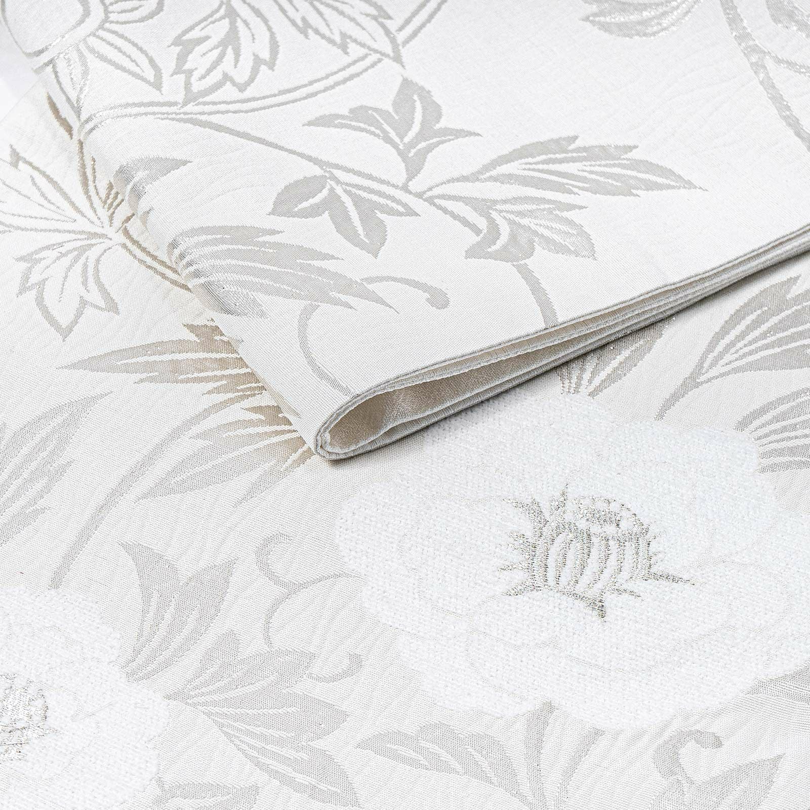 振袖 袋帯 単品「白地、白×銀 牡丹唐草」六通柄 日本製 お仕立て上がり