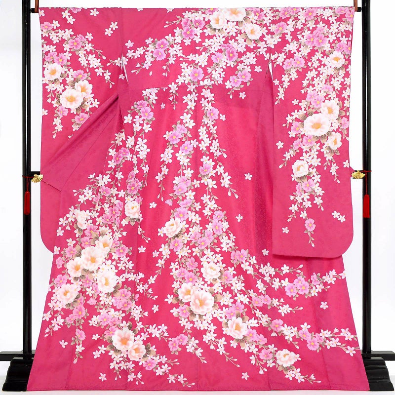 【中古品】仕立て上がり 振袖「桃の花 アザレアピンク」貸衣装処分 レンタル処分品 成人式【メール便不可】ss2503fml10