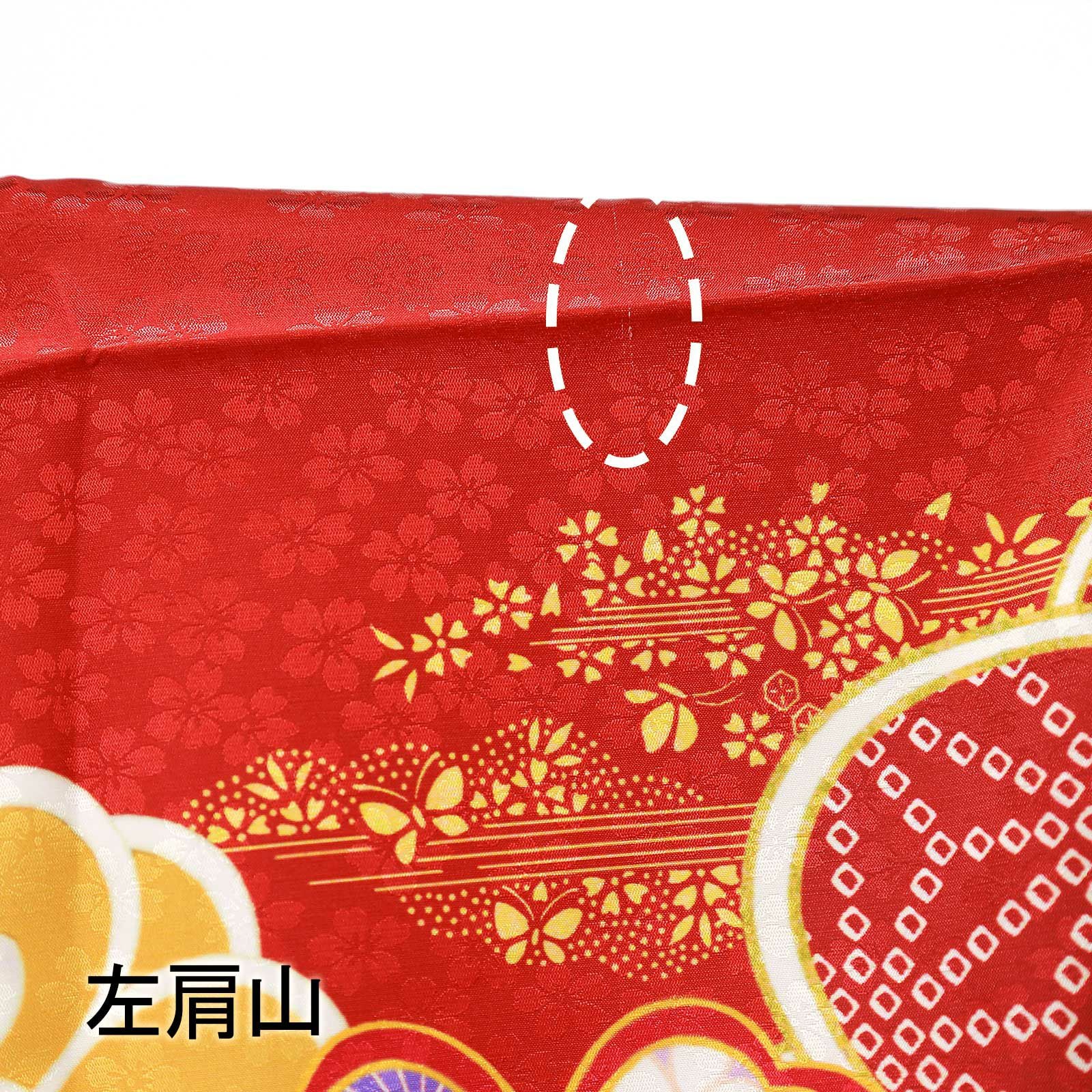 中古品】仕立て上がり 振袖「小桜地模様 桜吹雪 黒 赤」貸衣装処分