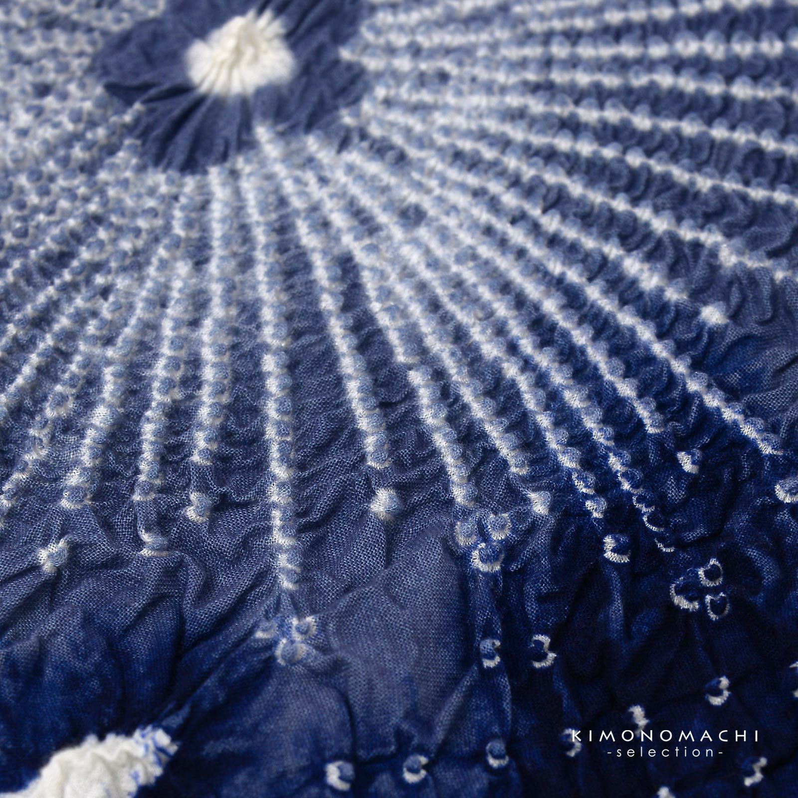 絞り浴衣反物 花しぼり「スターライト 濃紺」有松絞り 女性浴衣
