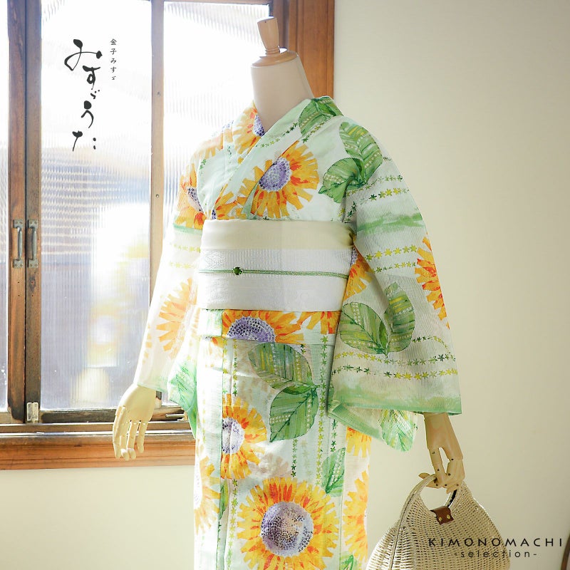 浴衣 レディース ブランド浴衣 単品「みすゞうた 向日葵 黄色 M 2501」Fサイズ 大人 綿絽浴衣 女性浴衣単品 レディース浴衣単品 個性的 花火大会 夏祭り 女性浴衣 女性ゆかた 夏着物＜H＞【メール便不可】
