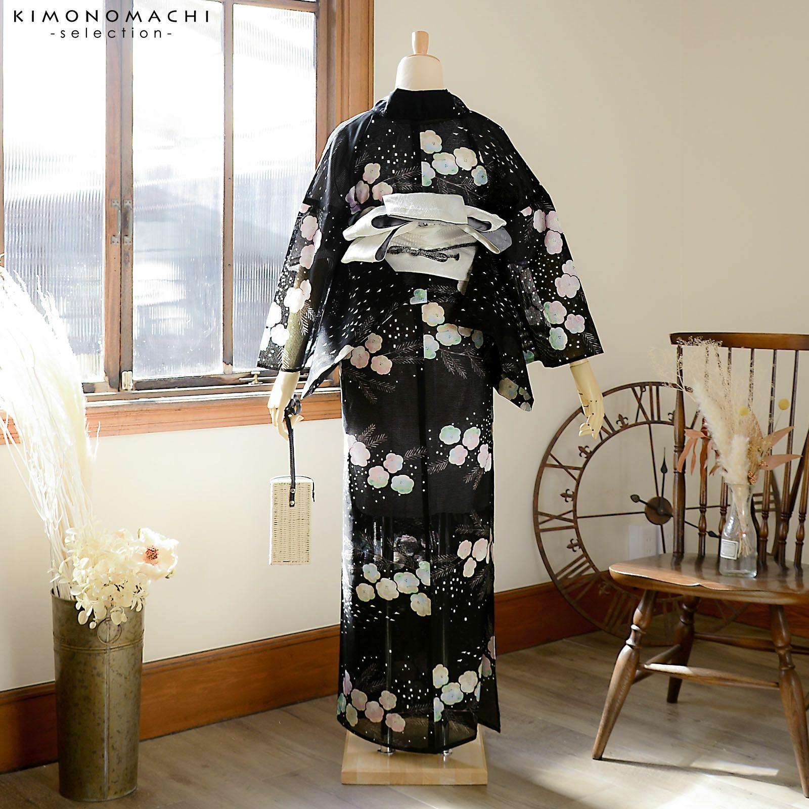 11 今期新作金子みすゞ　浴衣　ゆかた　“郵便局の椿”　未使用新品 レディース 浴衣 夏 和装 おしゃれ モダン| きもの館 創美苑