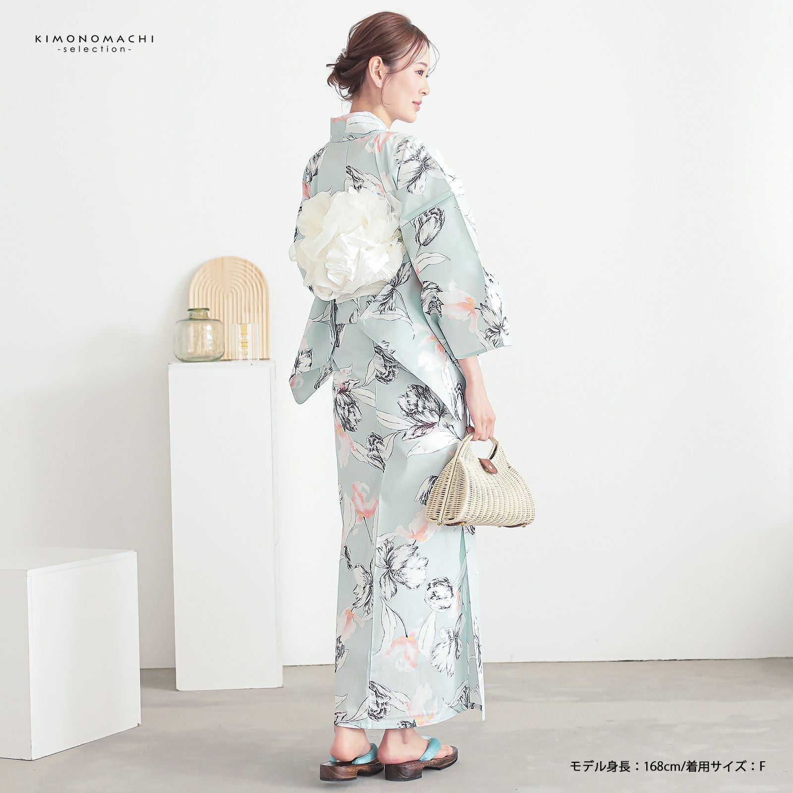 浴衣 レディース 女性浴衣 単品「シンプルライフ：ペールブルー