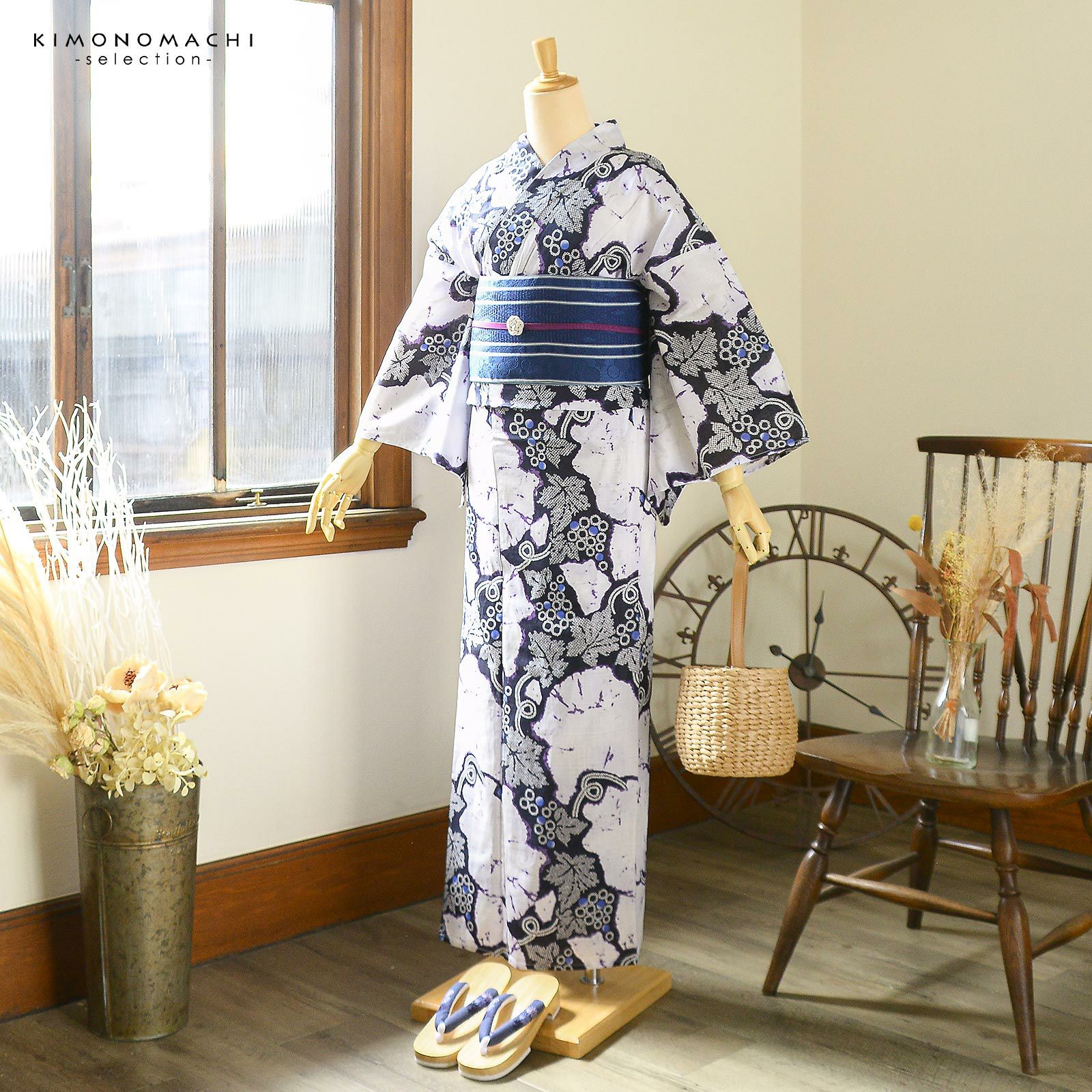 ブランド浴衣単品 花咲音(KASANE) レディース 浴衣 単品「紫紺、絞り調