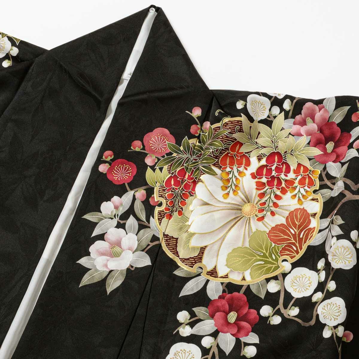 未仕立て 振袖 22点セット「PRIME 黒 雪輪に竹梅椿」仮絵羽 振り袖
