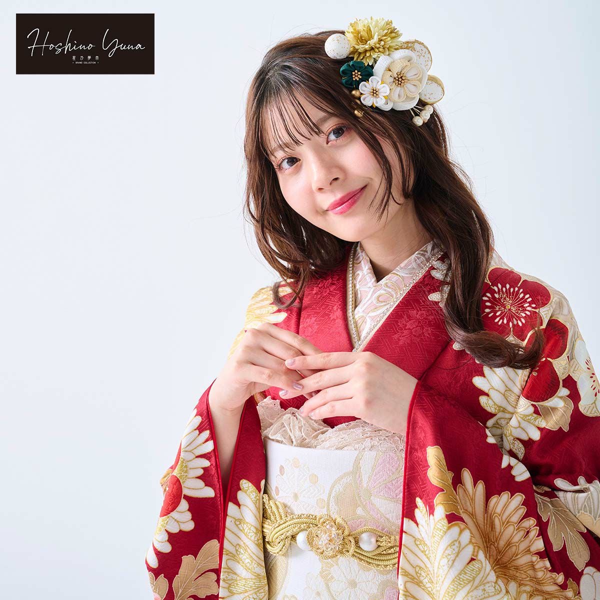 未仕立て 振袖 22点セット「星乃夢奈 赤 梅に菊」仮絵羽 振り袖 正絹