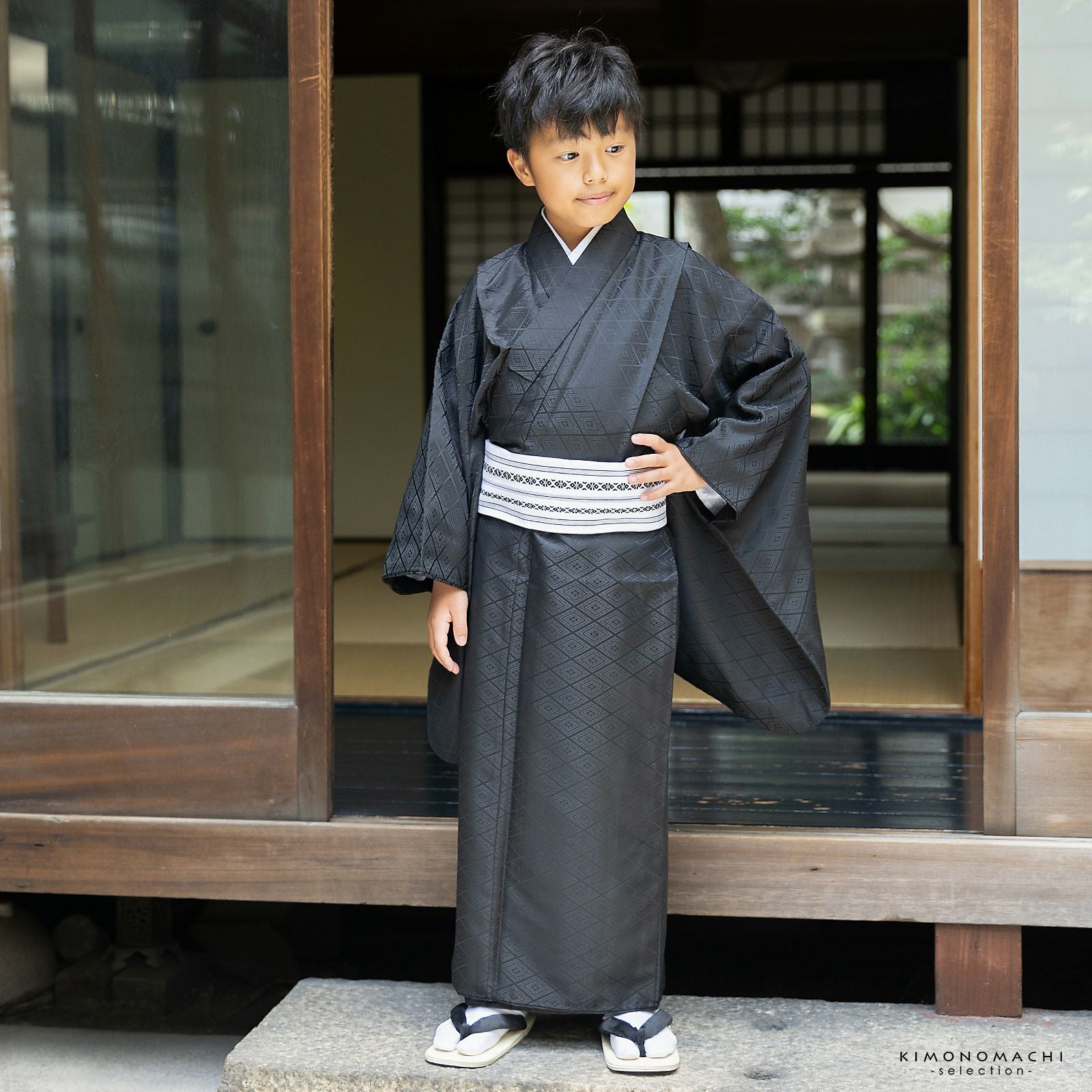 ※当日発送※ 七五三 3歳　男の子 着物 雪駄風靴付き 七五三超早割11%OFF9/10迄)男児 男の子 雪駄 単品「黒鼻緒 16.5cm/19.5