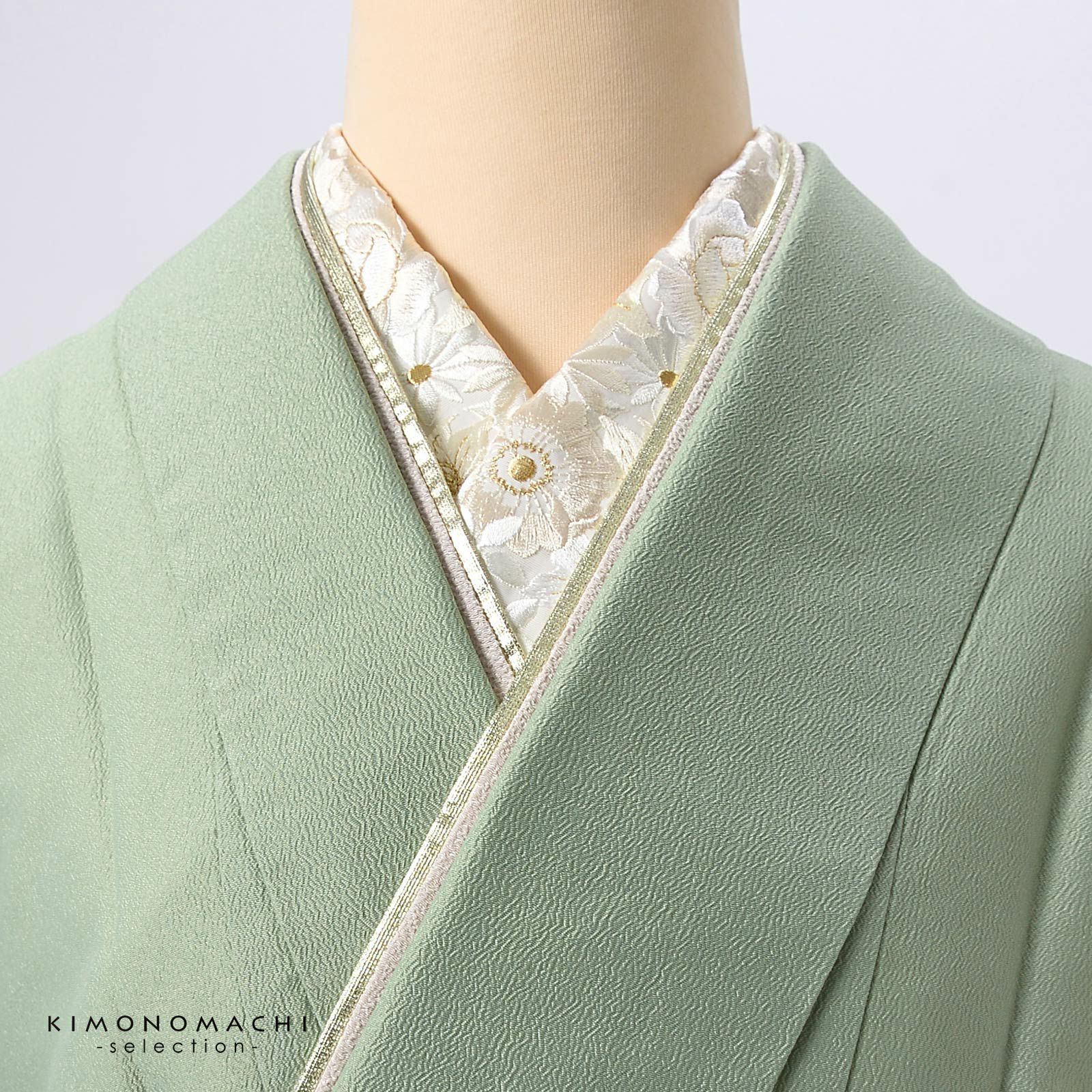 振袖用 オリジナル仕立衿 豪華な刺繍 衣紋抜き No, 332 オリジナル仕立て衿・豪華な刺繍・衣紋抜き付き。No,204 襦袢に簡単