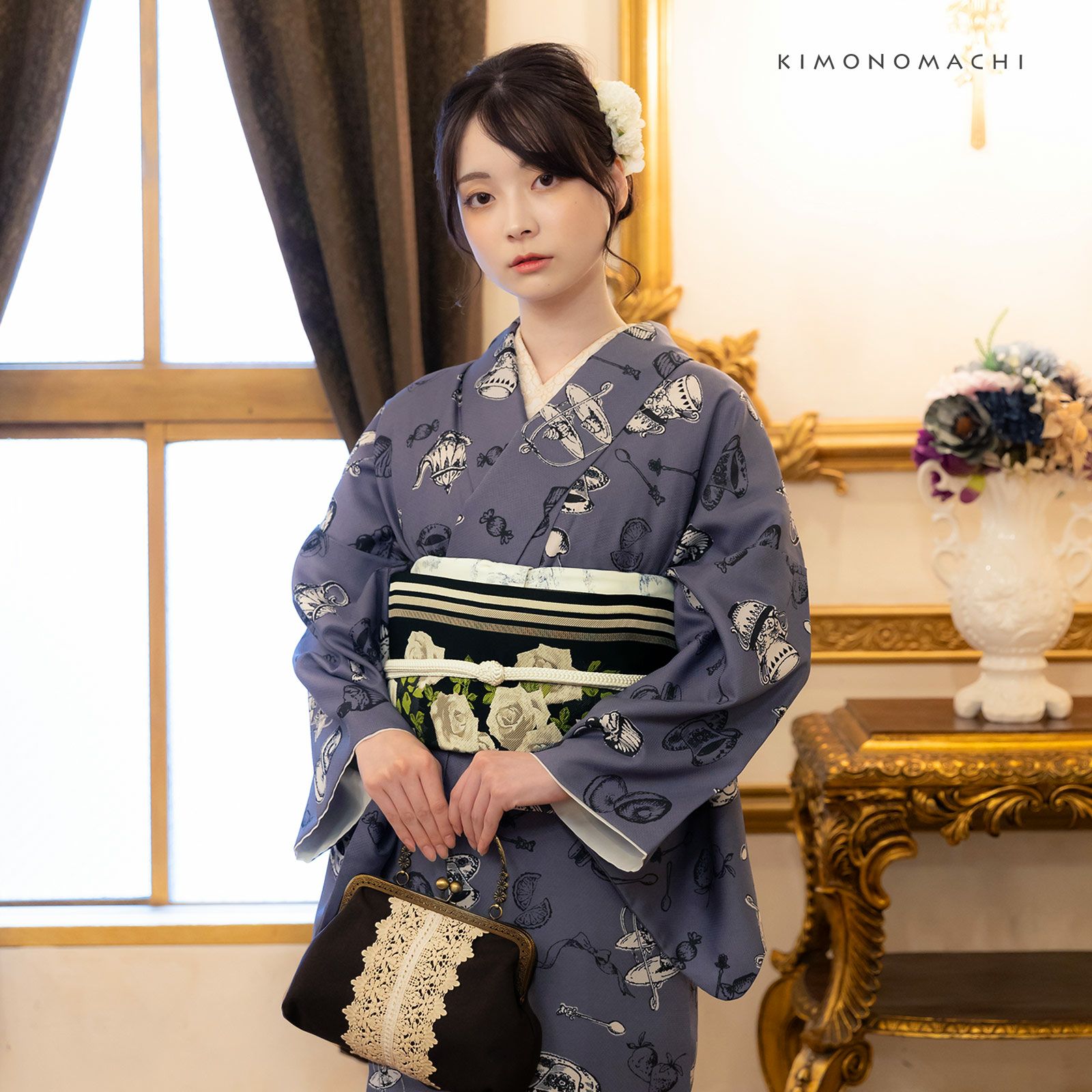 洗える着物10％OFF 3/12迄)洗える着物 袷着物単品「アフタヌーンティー