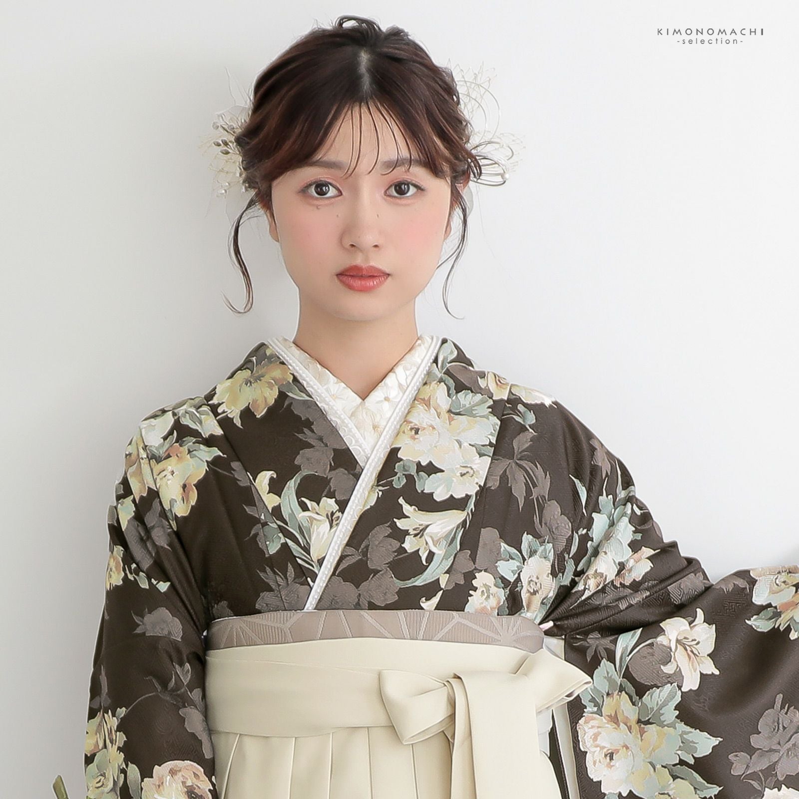 【専用】振袖フルセット　一式　ブルーグレー　長襦袢あり　フリルパール重ね襟付 パール付き 重ね衿 伊達衿 単品「刺繍×パール グレー」日本製
