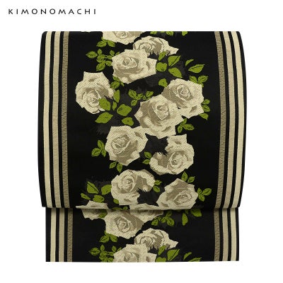 京袋帯 単品 数量限定 KIMONOMACHI オリジナル「黒 アンティークローズ 
