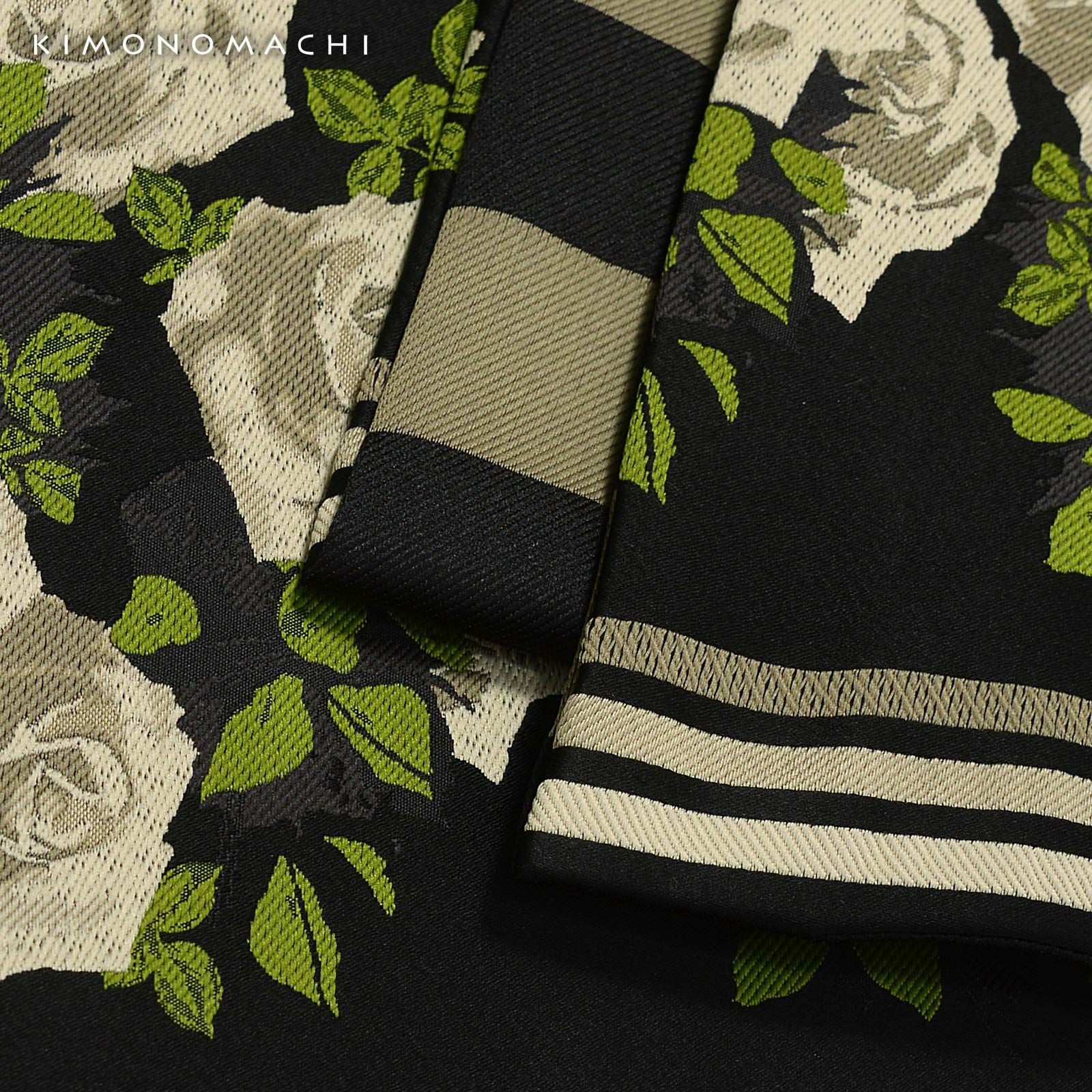 京袋帯 単品 数量限定 KIMONOMACHI オリジナル「黒 アンティークローズ