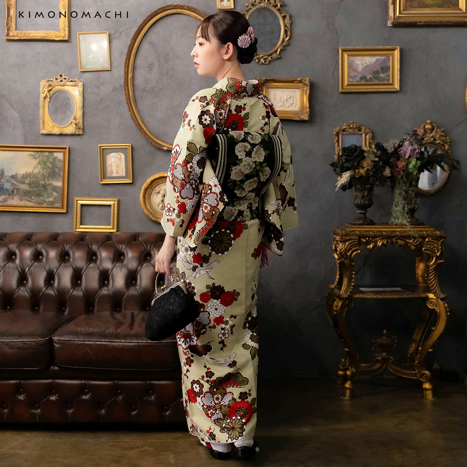 京袋帯 単品 数量限定 KIMONOMACHI オリジナル「黒 アンティークローズ