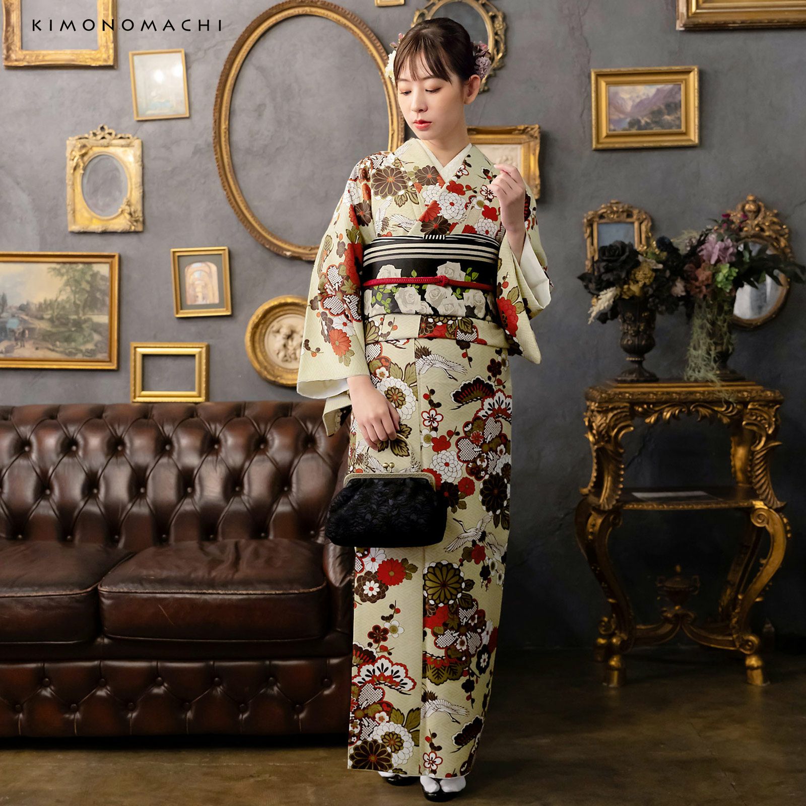 京袋帯 単品 数量限定 KIMONOMACHI オリジナル「黒 アンティークローズ